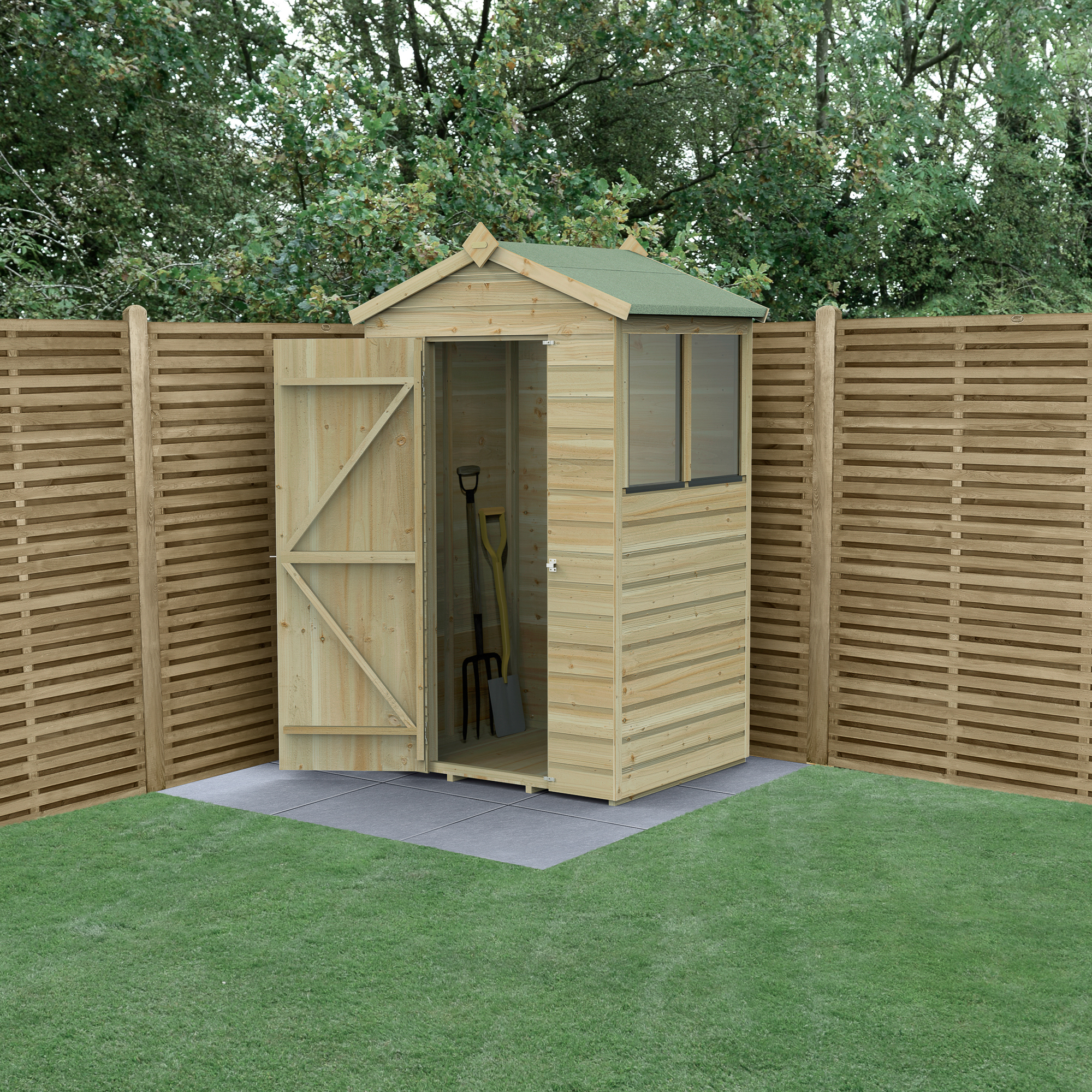 Forest Garden Beckwood 4 x 3ft Apex Shiplap Pressure Treated Shed with Base