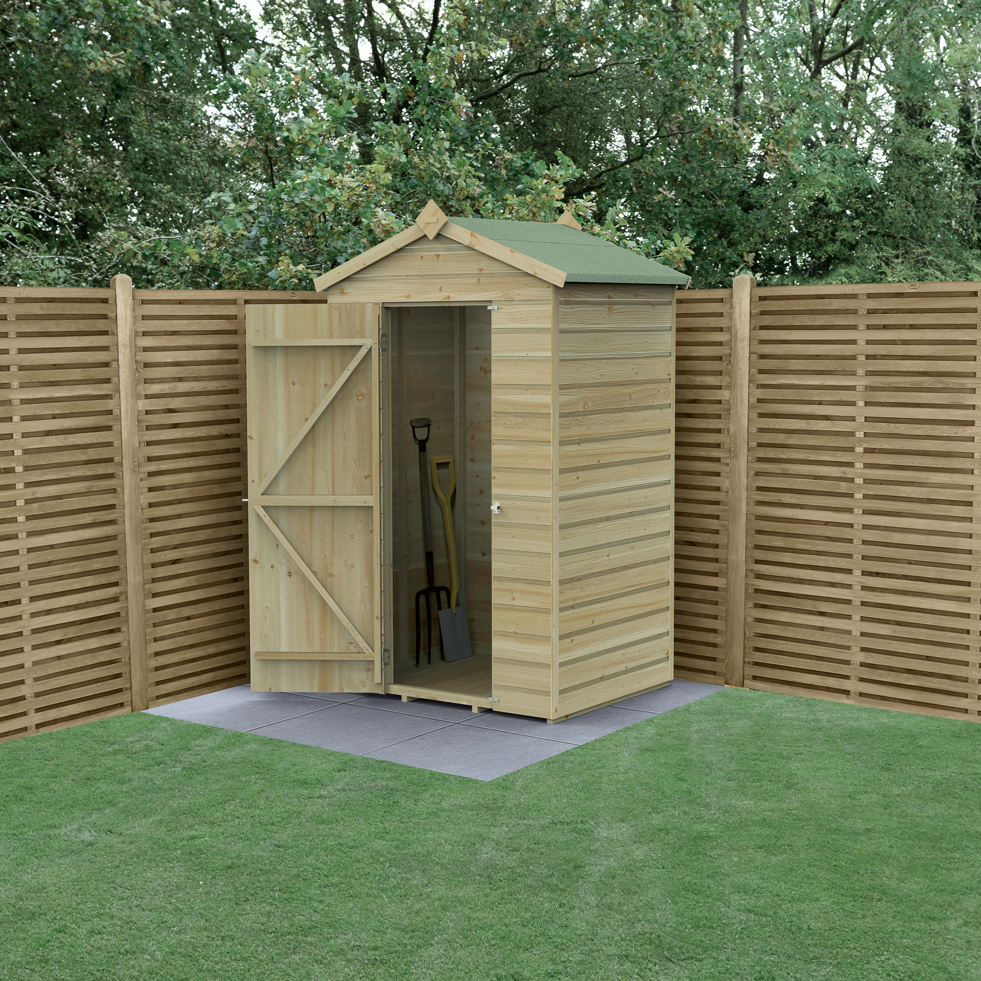 Forest Garden Beckwood 4 x 3ft Apex Shiplap Pressure Treated Windowless Shed with Base