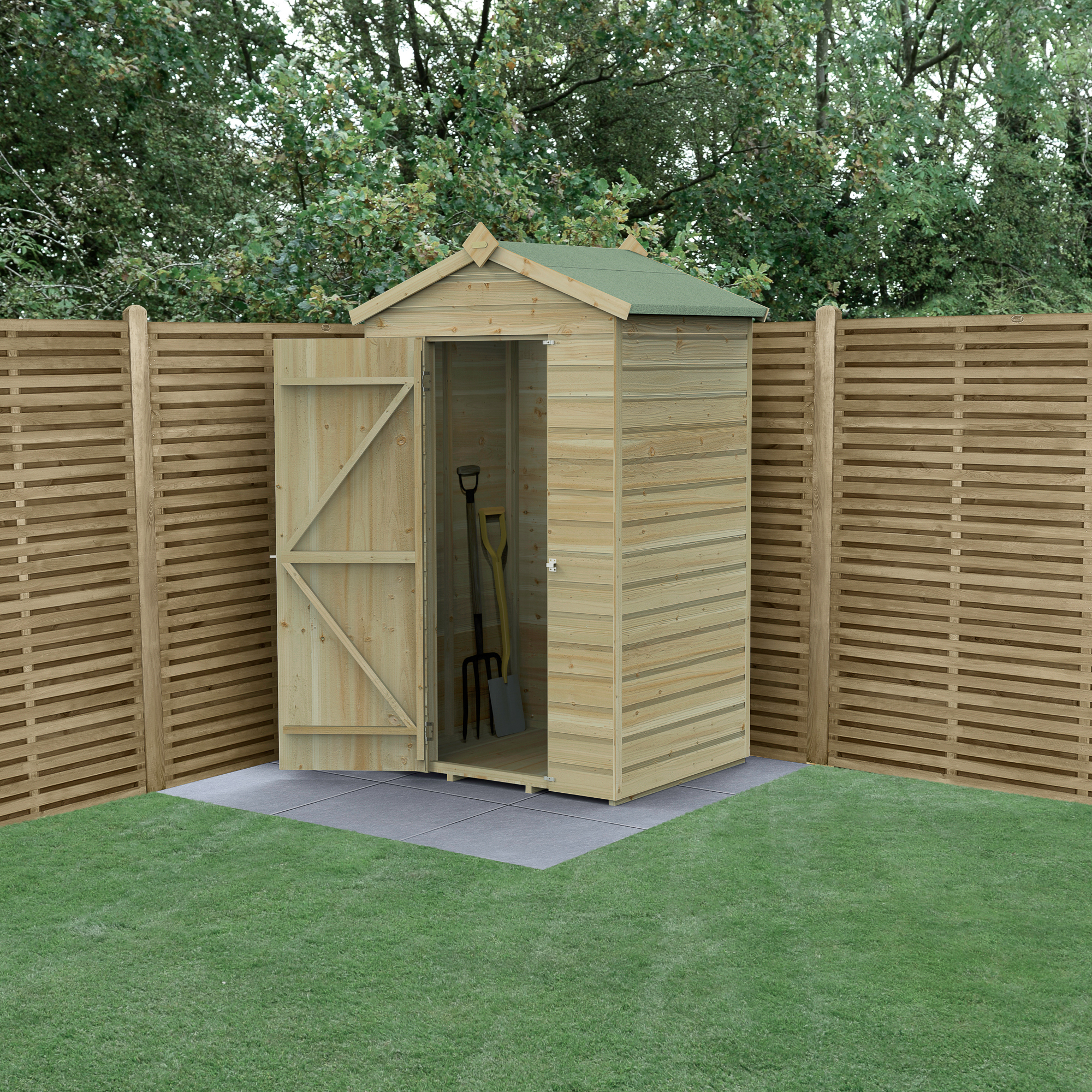 Forest Garden Beckwood 4 x 3ft Apex Shiplap Pressure Treated Windowless Shed