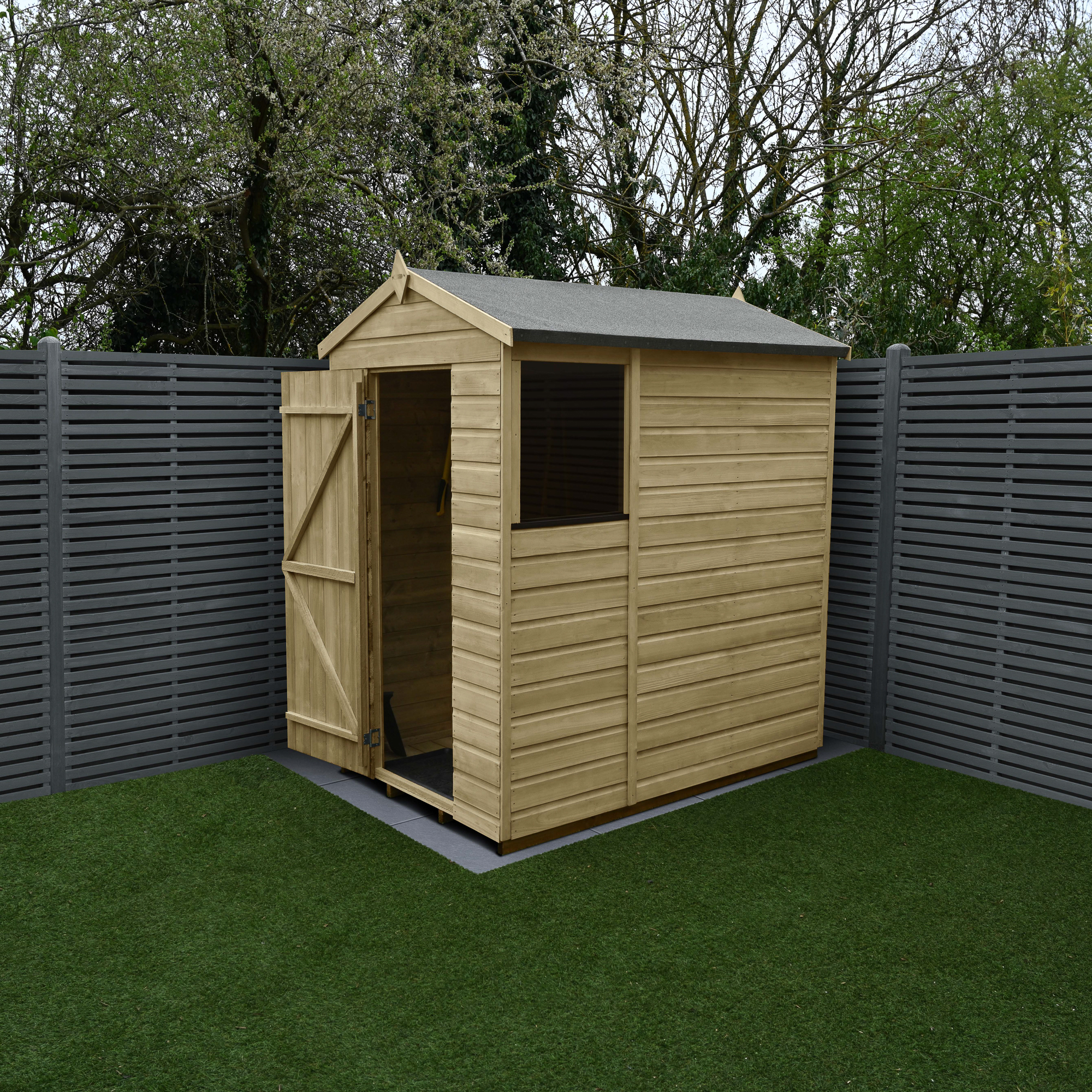 Forest Garden Beckwood 4 x 6ft Apex Shiplap Pressure Treated Shed with Base