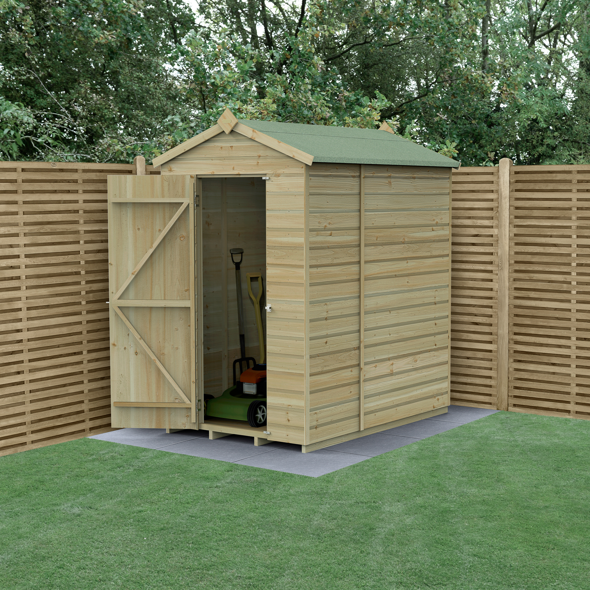 Forest Garden Beckwood 4 x 6ft Apex Shiplap Pressure Treated Windowless Shed with Base