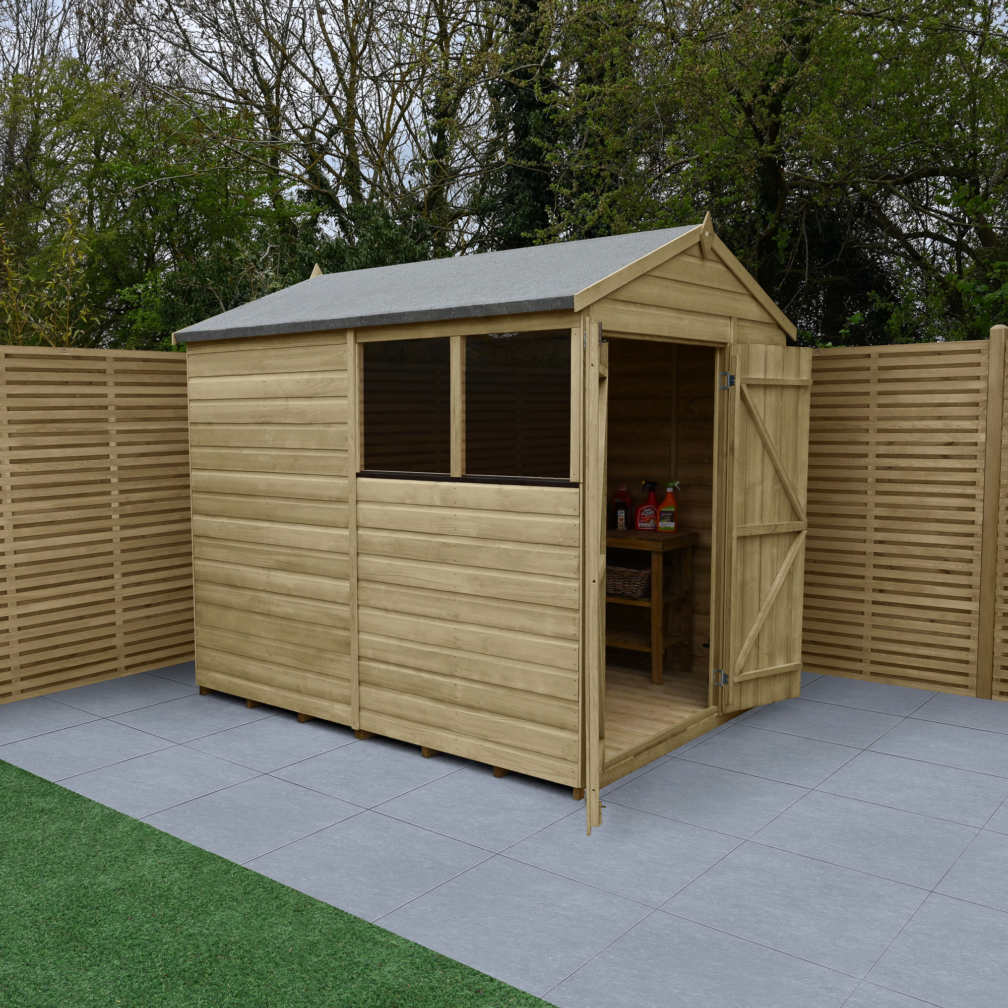 Forest Garden Beckwood 6 x 8ft Apex Shiplap Pressure Treated Double Door Shed with Base