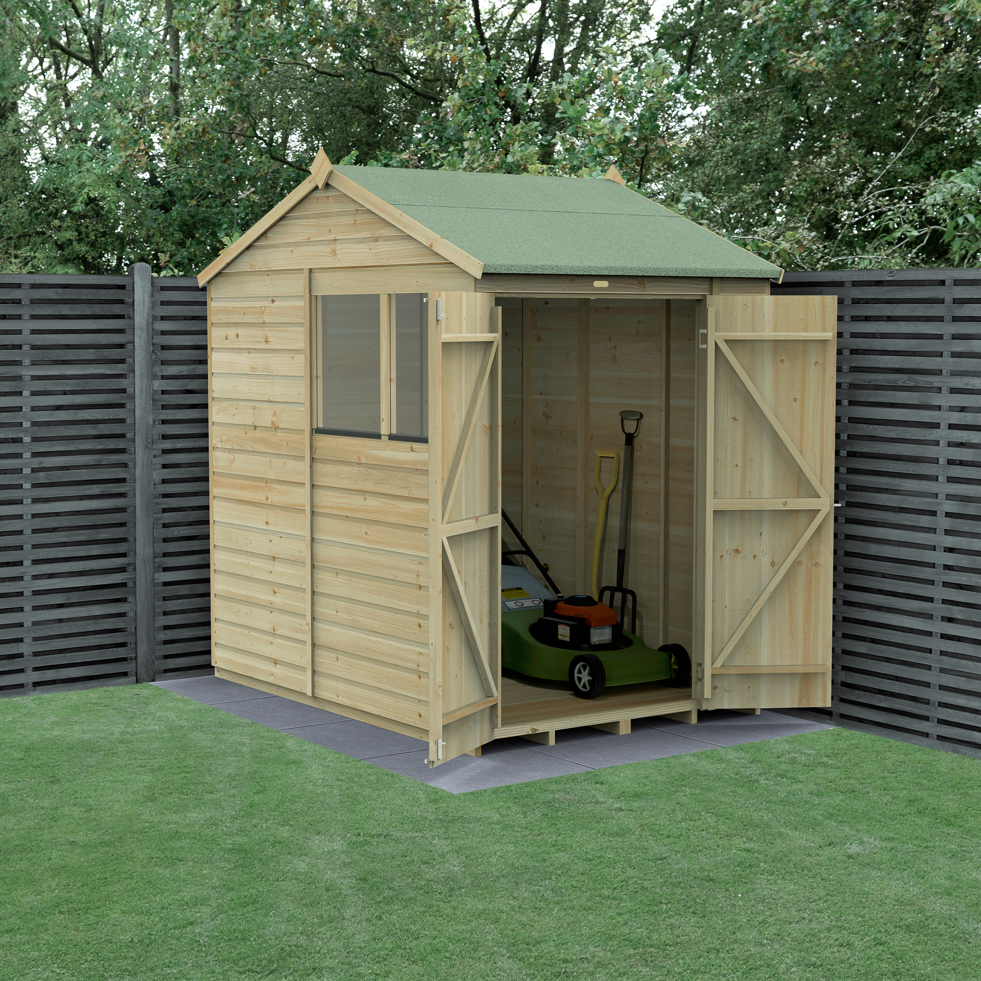 Forest Garden Beckwood 5 x 7ft Reverse Apex Shiplap Pressure Treated Double Door Shed