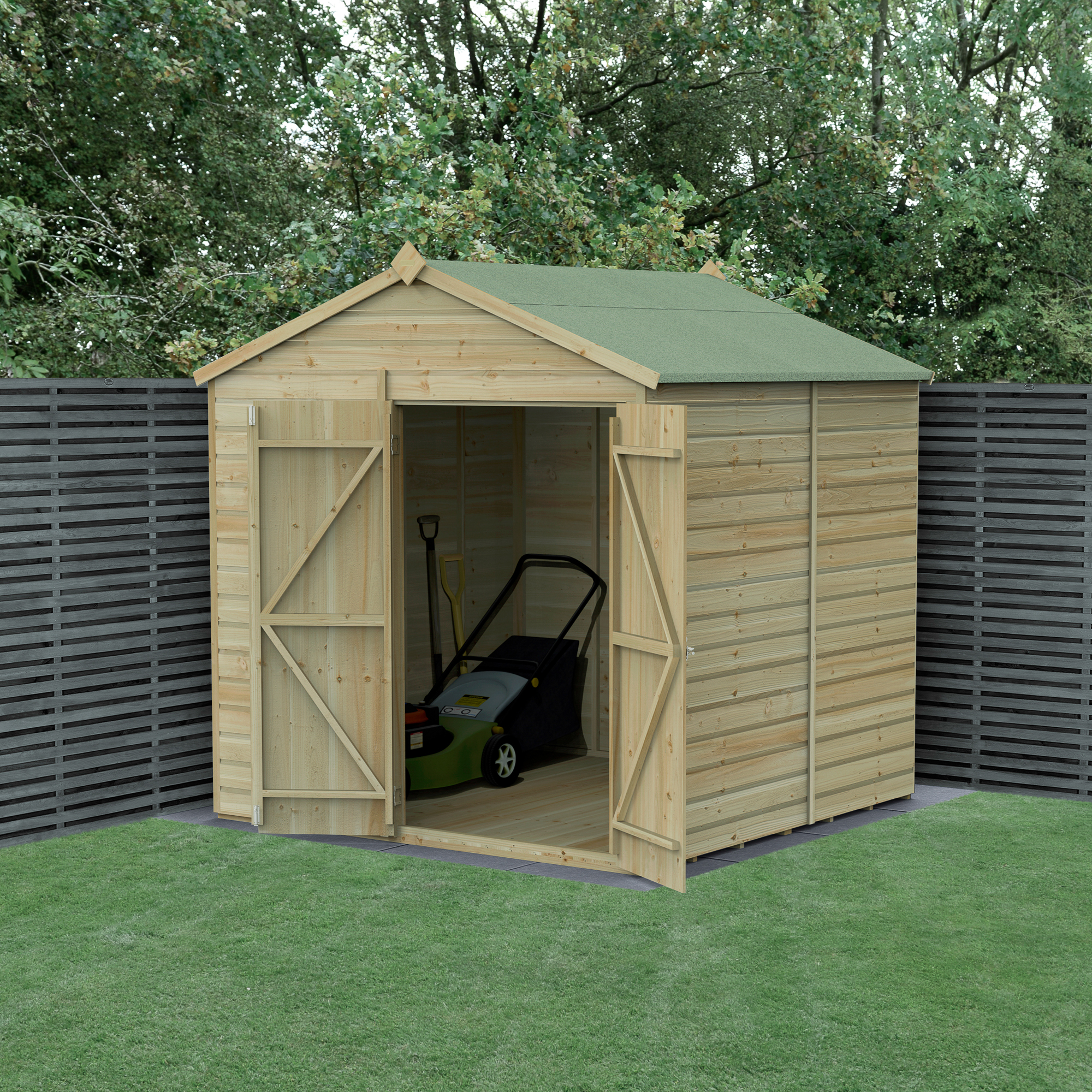Forest Garden Beckwood 7 x 7ft Apex Shiplap Pressure Treated Double Door Windowless Shed