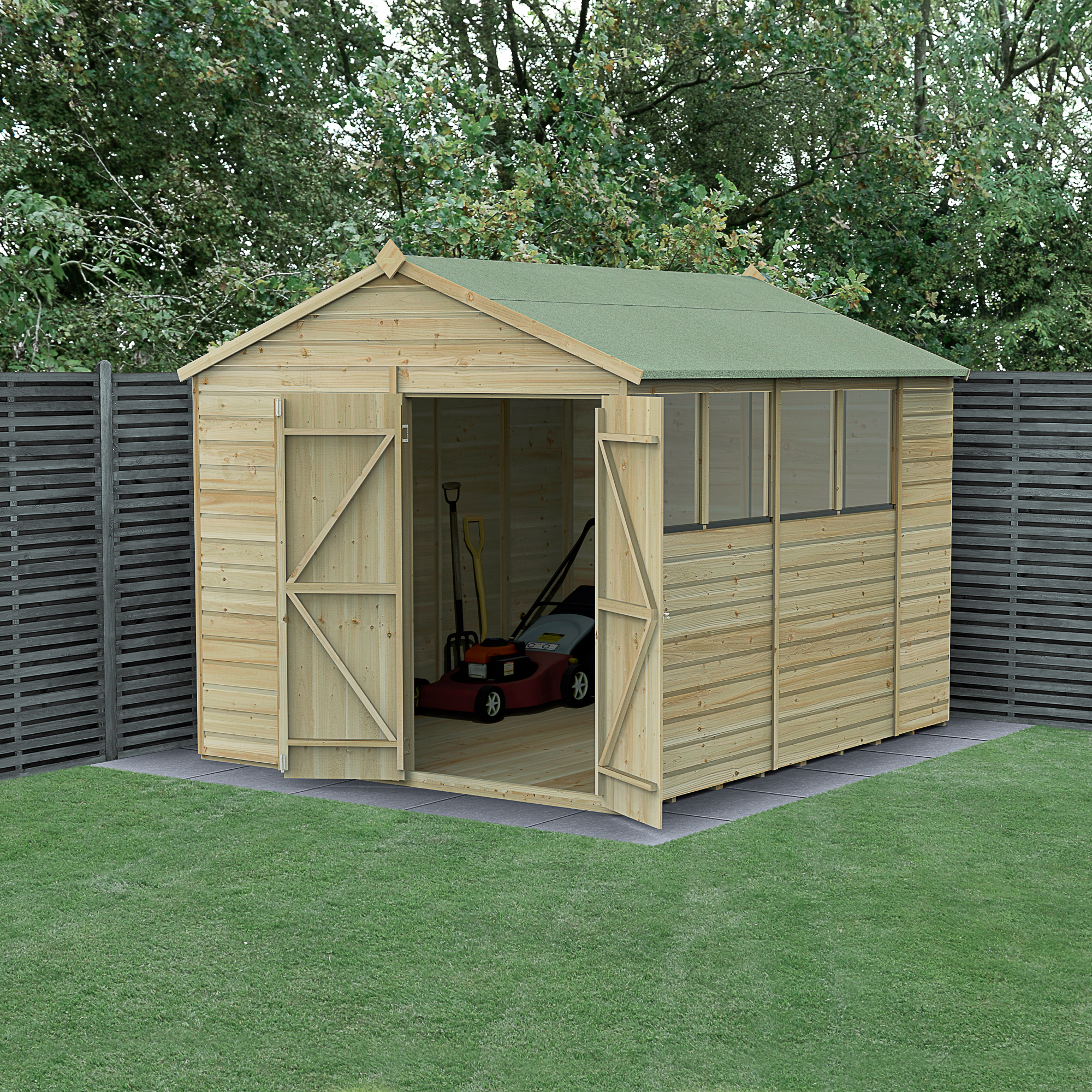Forest Garden Beckwood 8 x 10ft Apex Shiplap Pressure Treated Double Door Shed