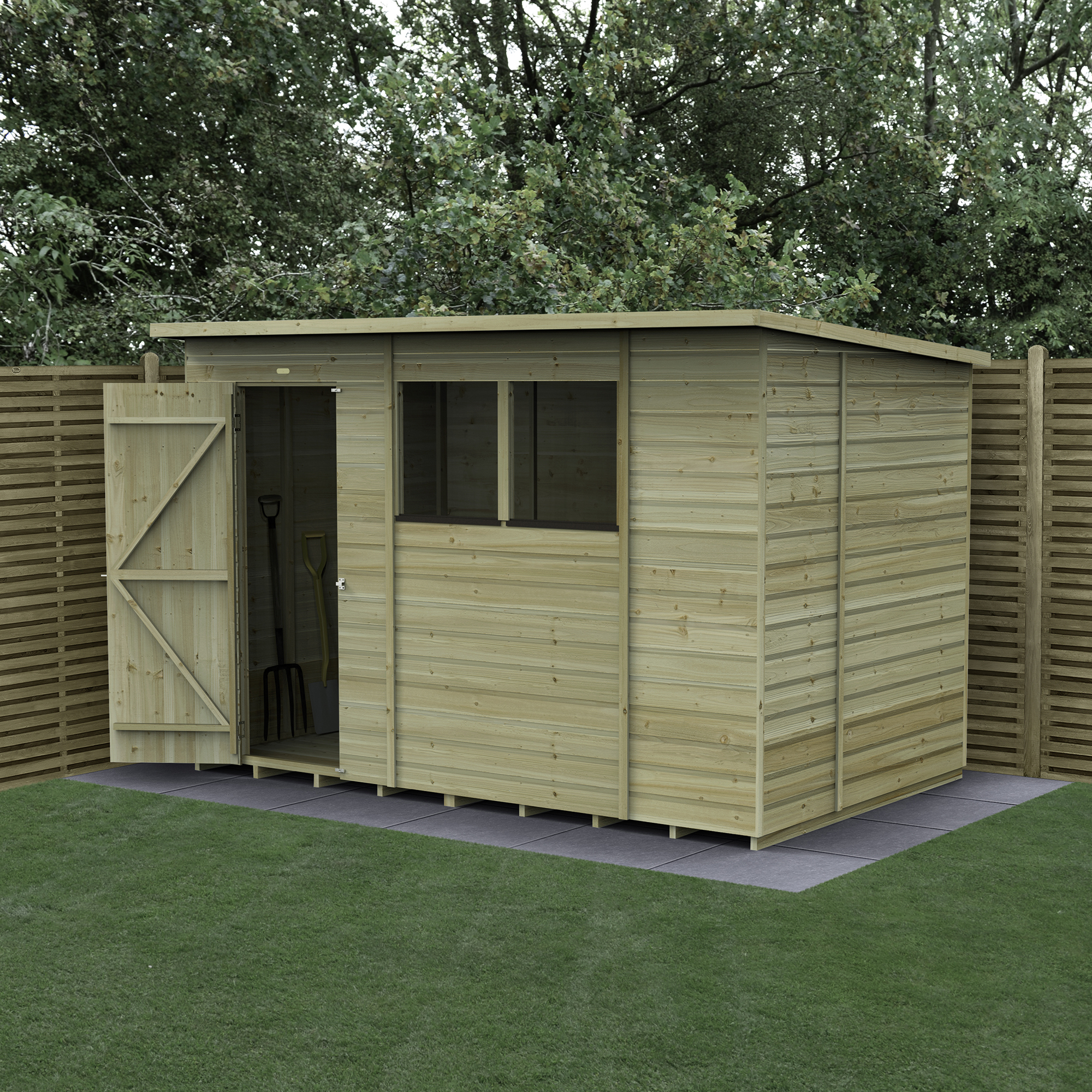 Forest Garden Beckwood 10 x 6ft Pent Shiplap Pressure Treated Shed