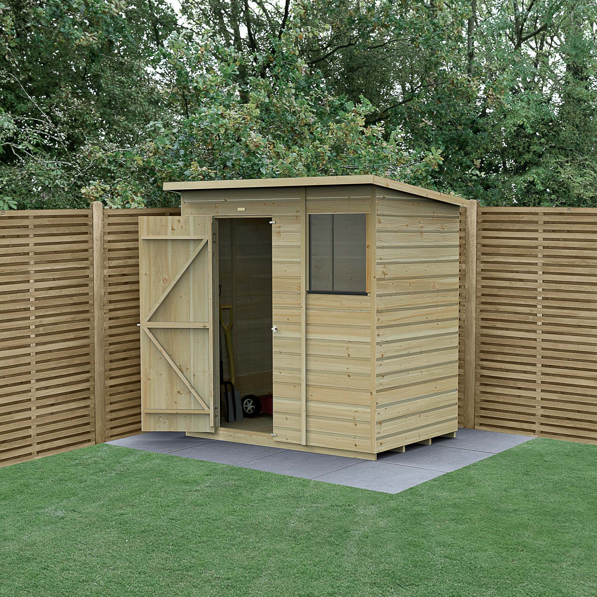 Forest Garden Beckwood Pent Shiplap Pressure Treated Shed with Base - 6 x 4ft