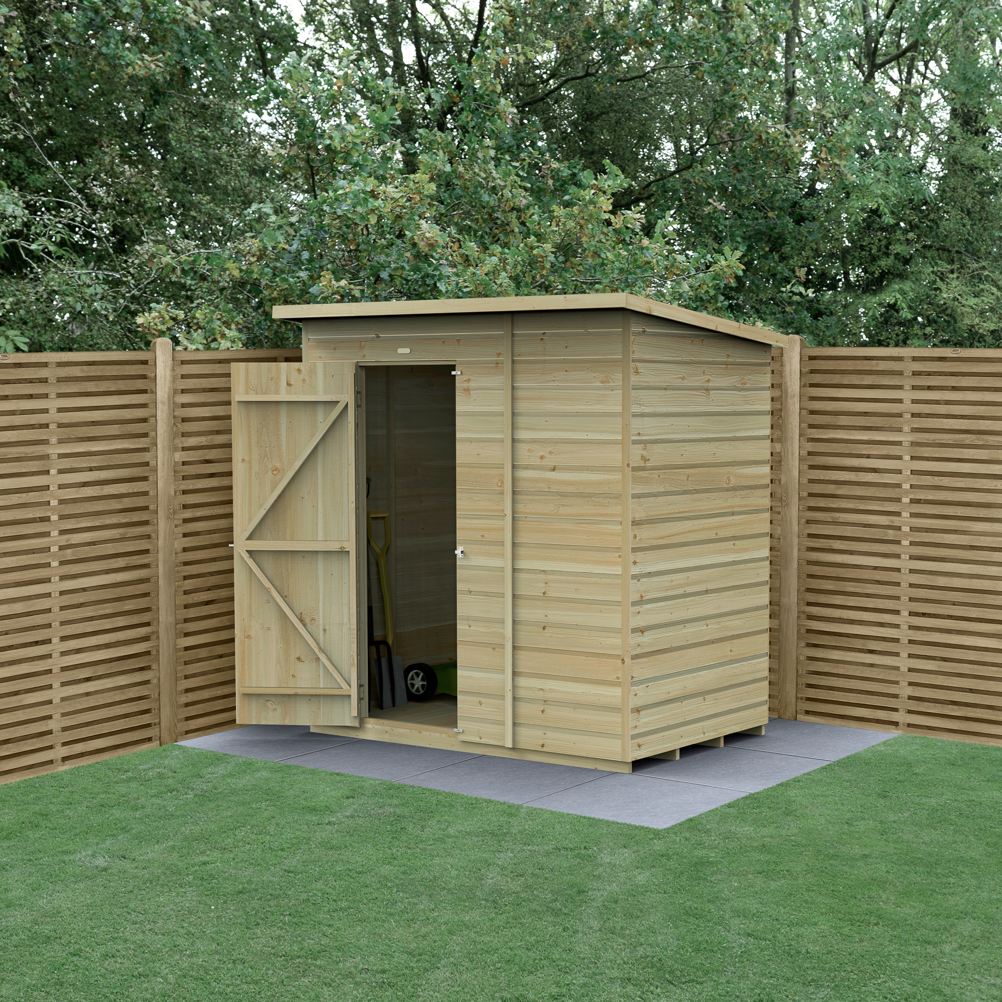 Forest Garden Beckwood 6 x 4ft Pent Shiplap Pressure Treated Windowless Shed