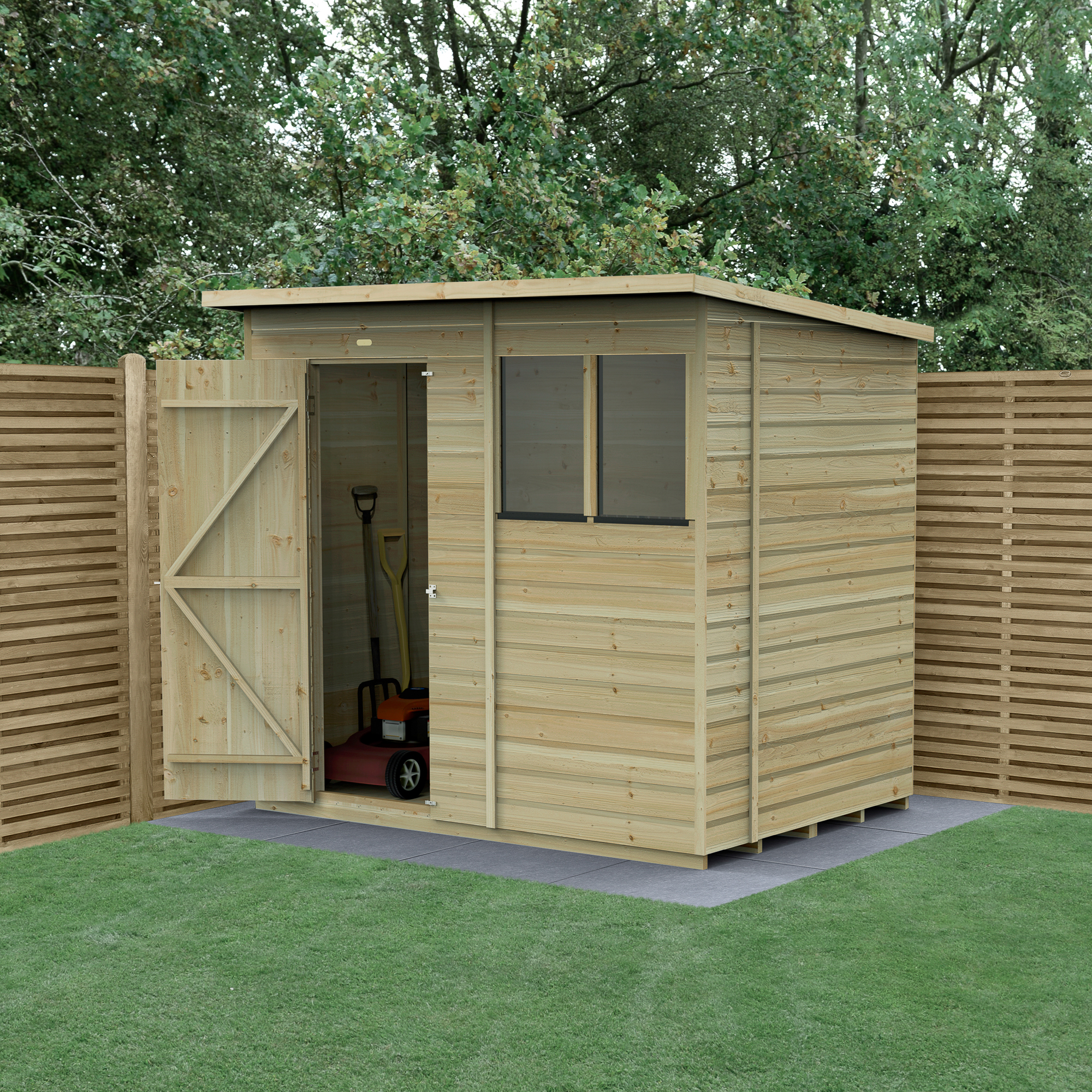 Forest Garden Beckwood Pent Shiplap Pressure Treated Shed with Base - 7 x 5ft