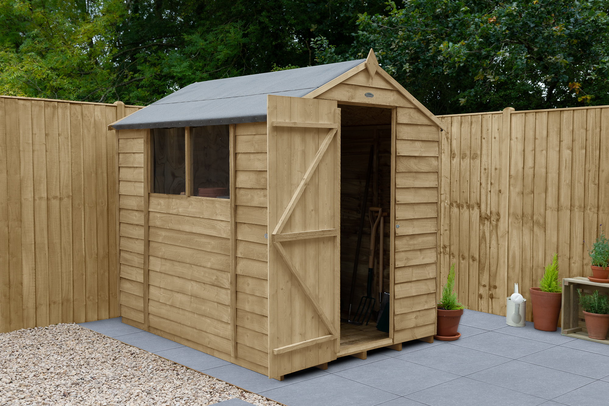Forest Garden 5 x 7ft 4Life Apex Overlap Pressure Treated Shed with Base