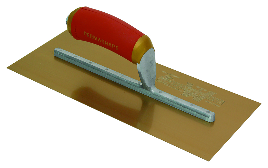 Marshalltown MPB1GSD Gold Stainless Steel PermaShape Finishing Trowel DuraSoft Handle - 279 x 114mm / 11"x 4 1/2"