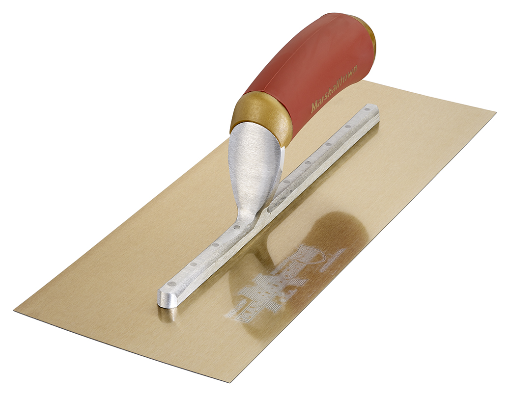 Marshalltown MPB13GSD Gold Stainless Steel PermaShape Finishing Trowel DuraSoft Handle - 355 x 127mm / 13 x 5"