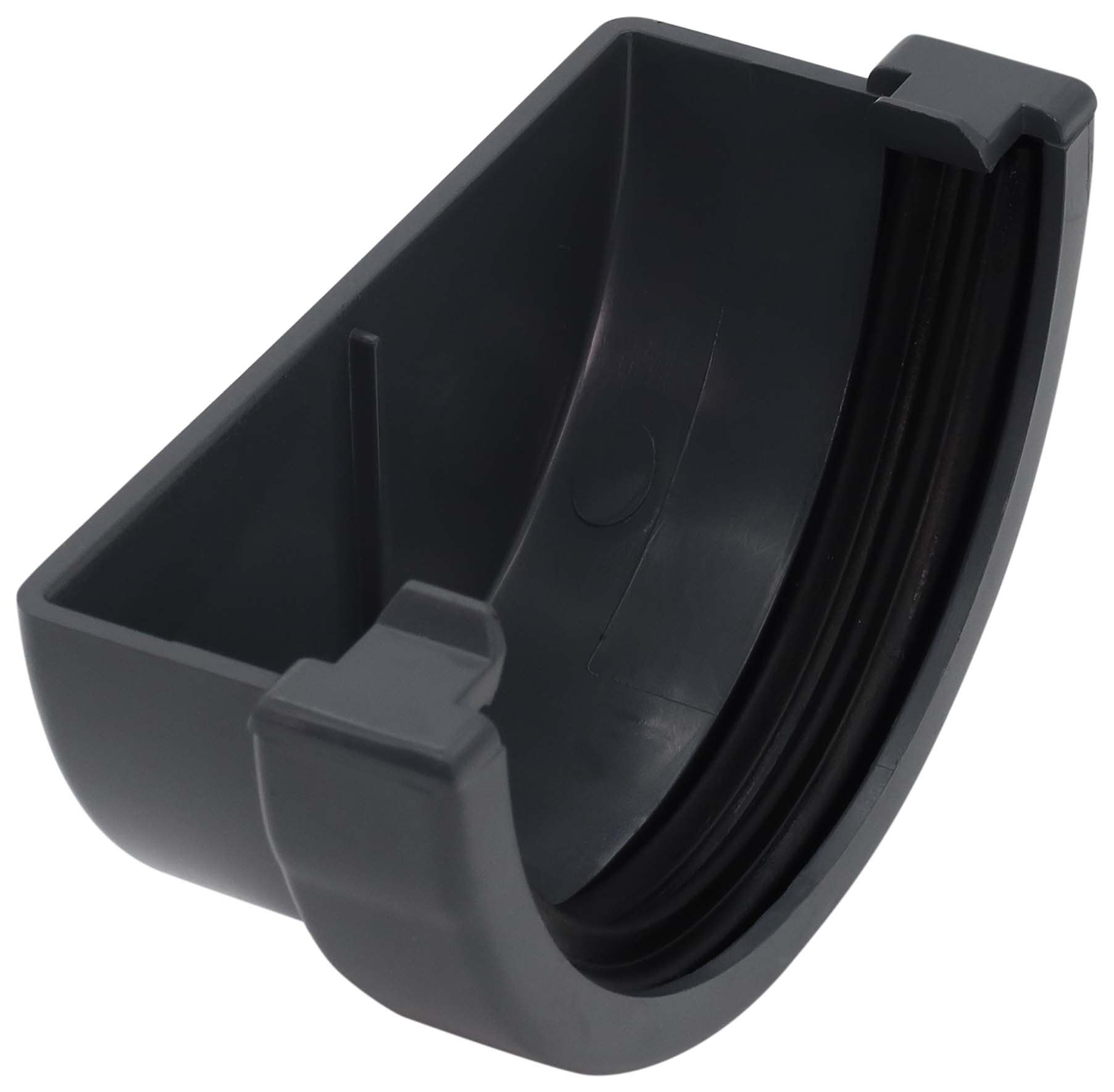 FloPlast 76mm MiniFlo Gutter External Stop End Anthracite Grey