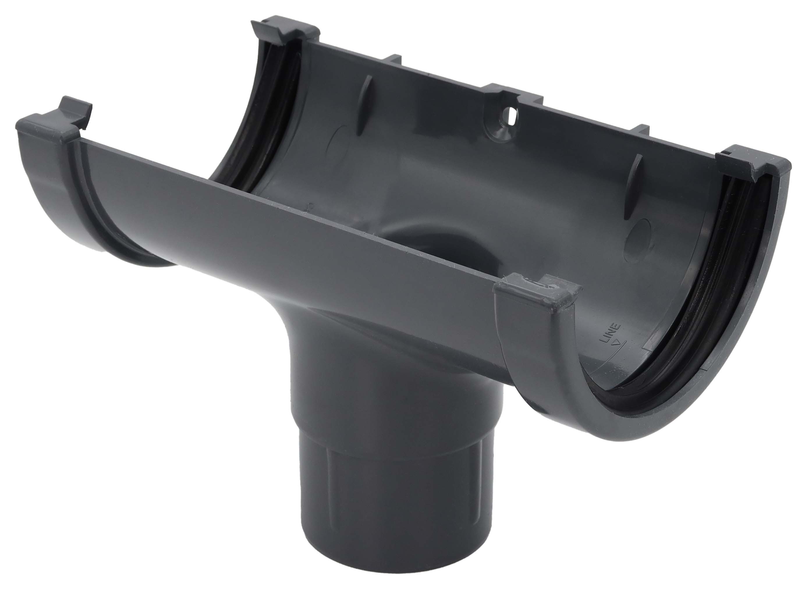 FloPlast 76mm MiniFlo Gutter Running Outlet - Anthracite Grey