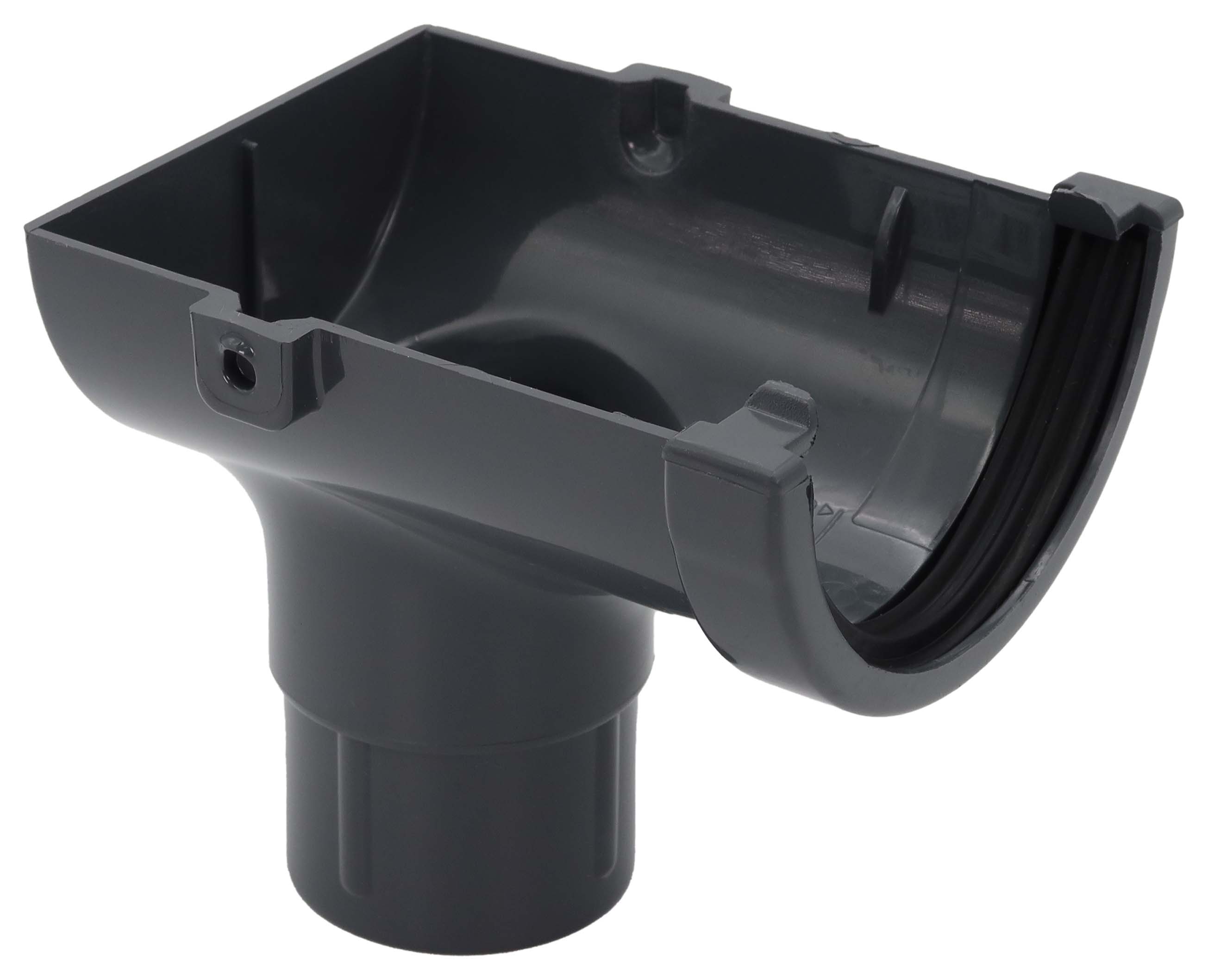 FloPlast 76mm MiniFlo Gutter Stop End Outlet - Anthracite Grey