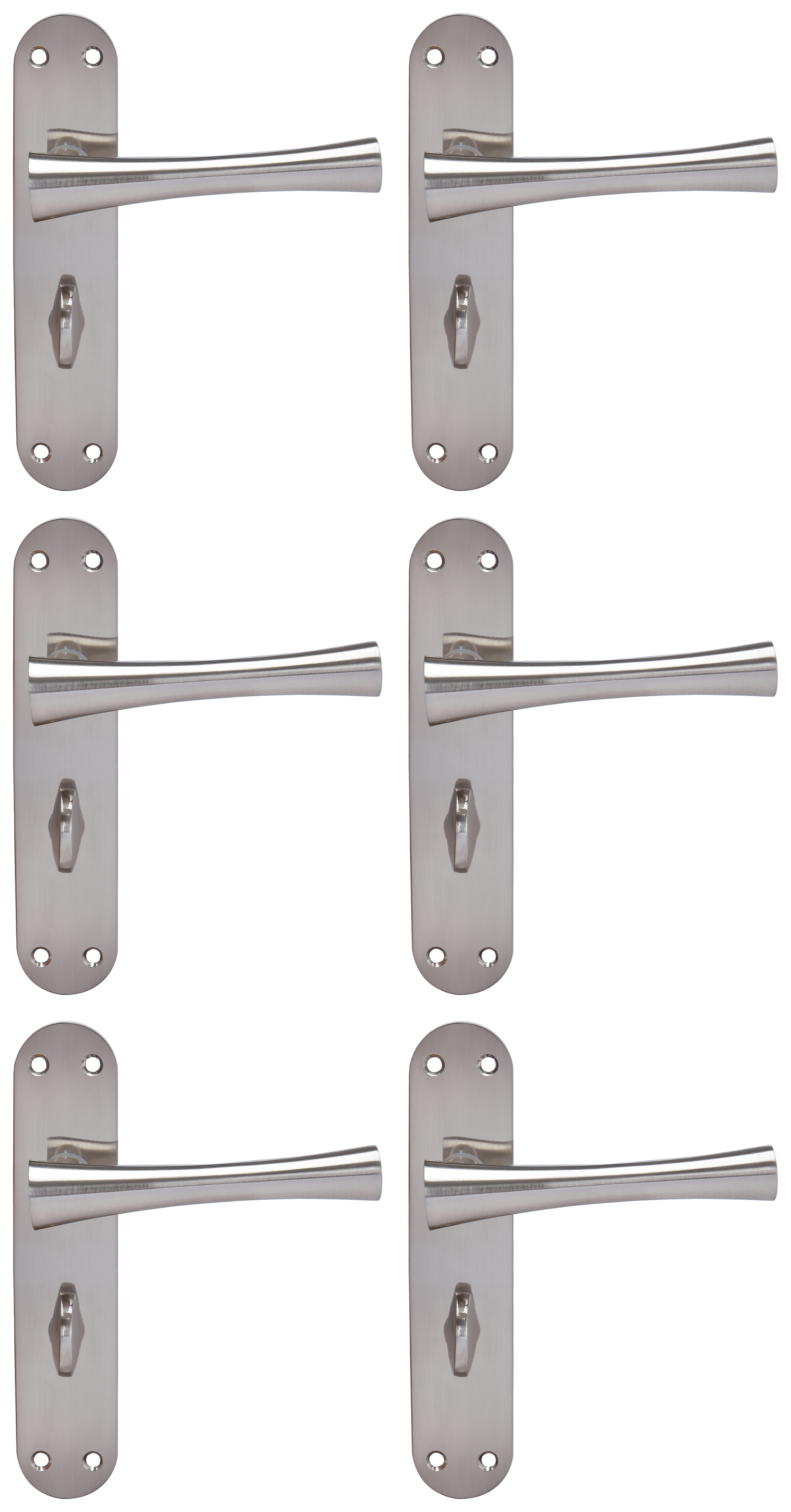 Monaco Satin Nickel Bathroom Door Handle - 3 Pairs