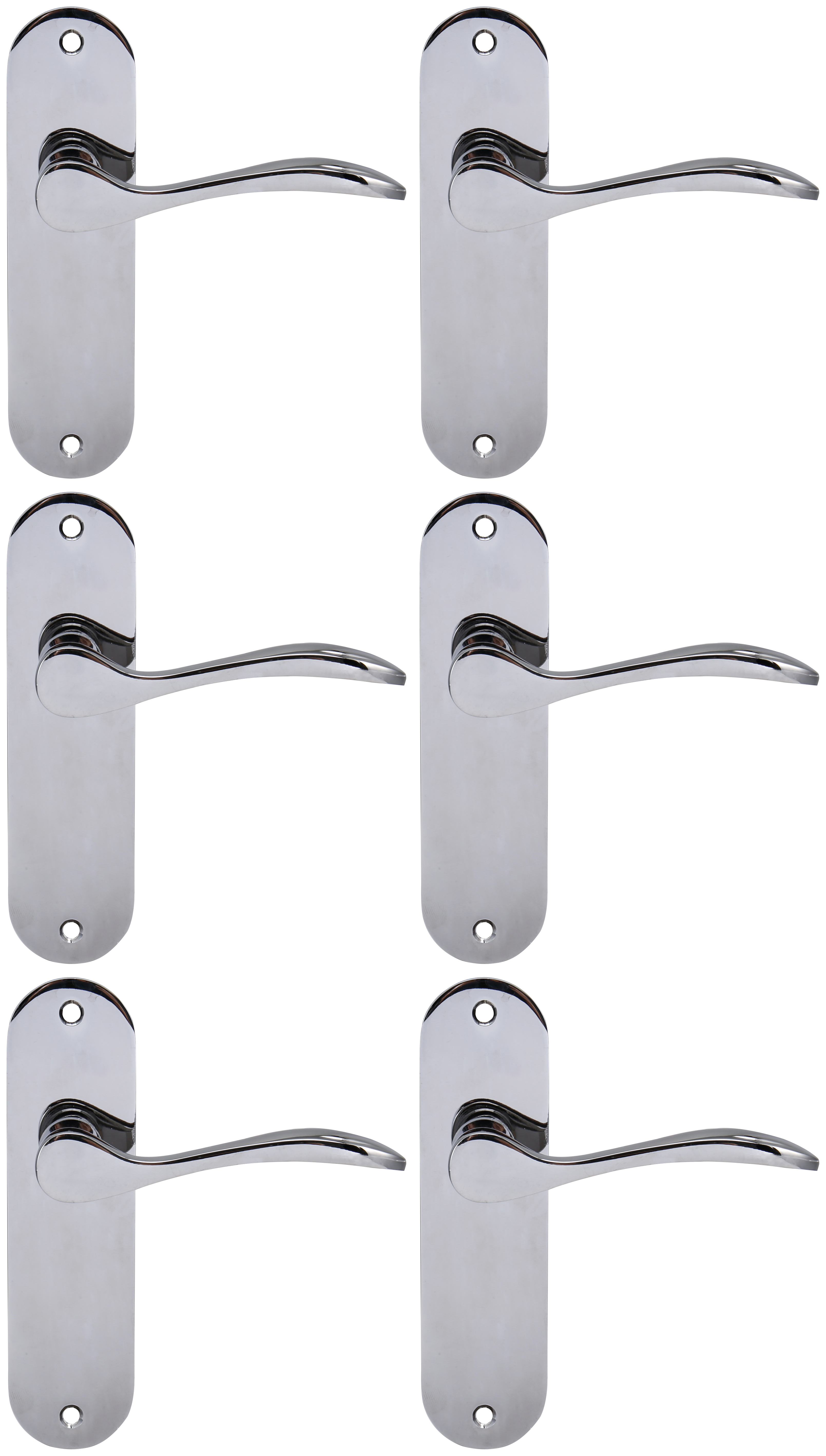 Paris Polished Chrome Latch Door Handle - 3 Pairs