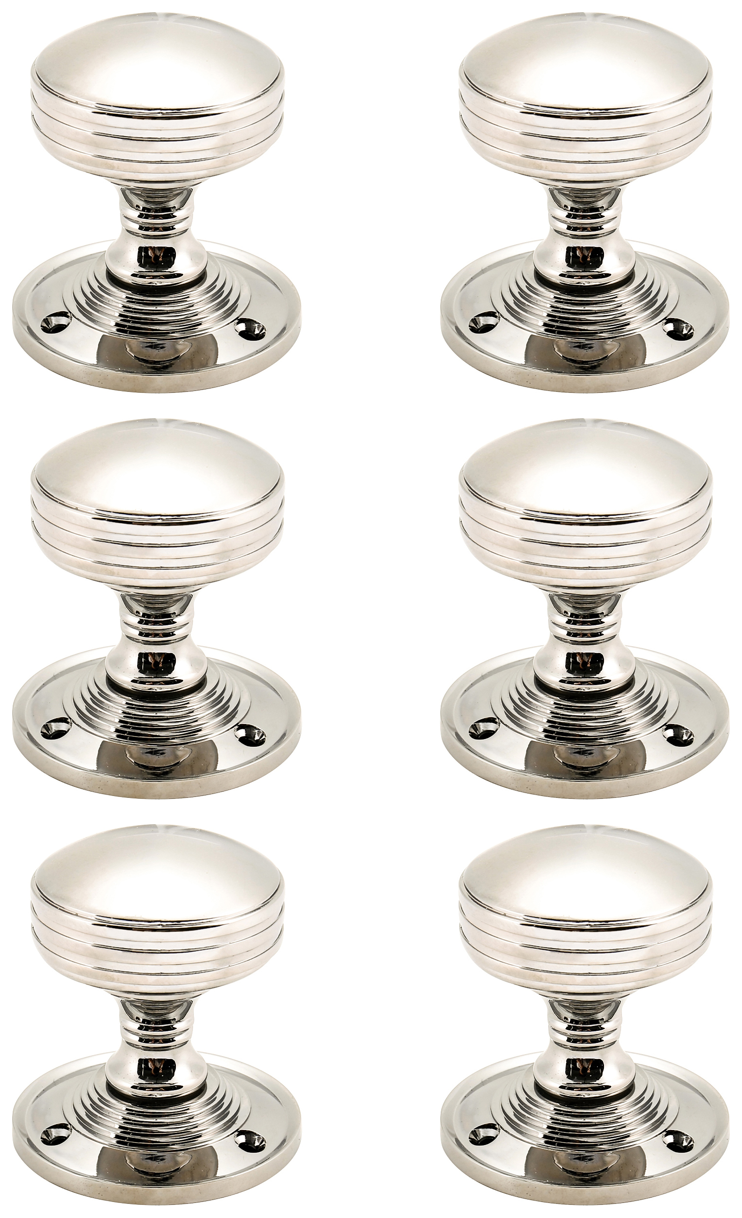 Rimmed Mortice Satin Nickel Door Knob - 3 Pairs
