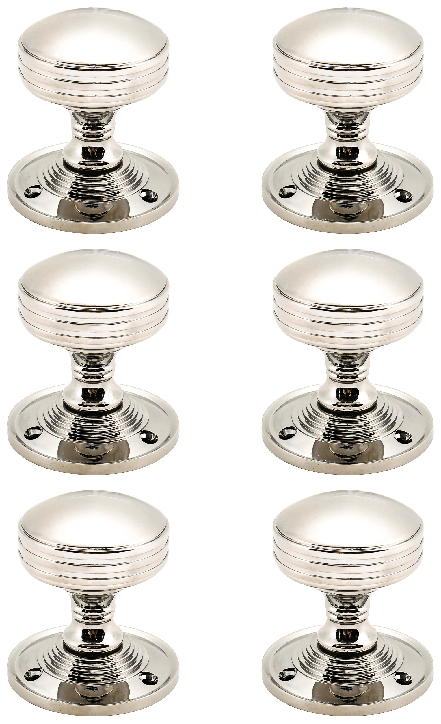 Rimmed Mortice Satin Nickel Door Knob - 3 Pairs