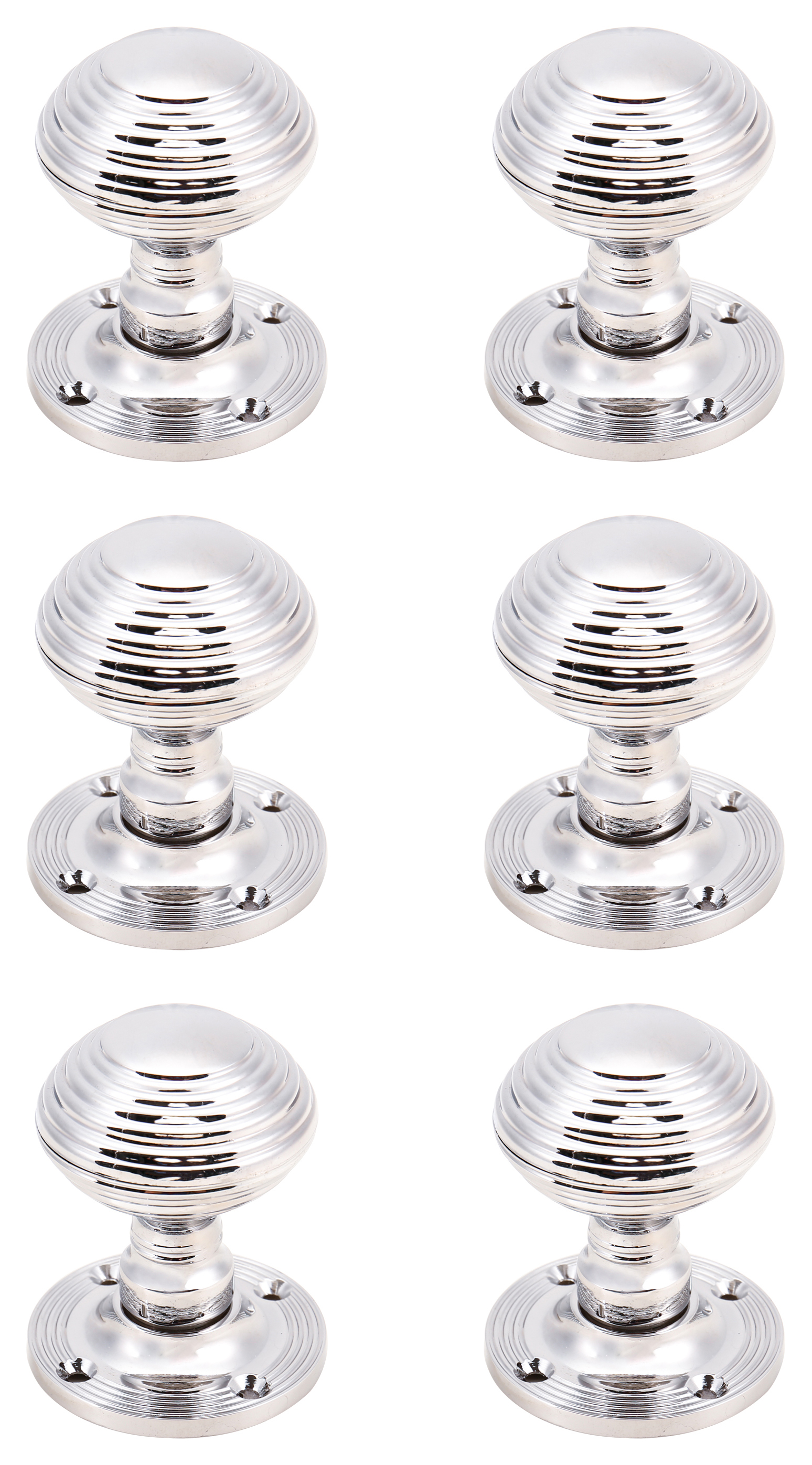 Ringed Mortice Polished Chrome Door Knob - 3 Pairs