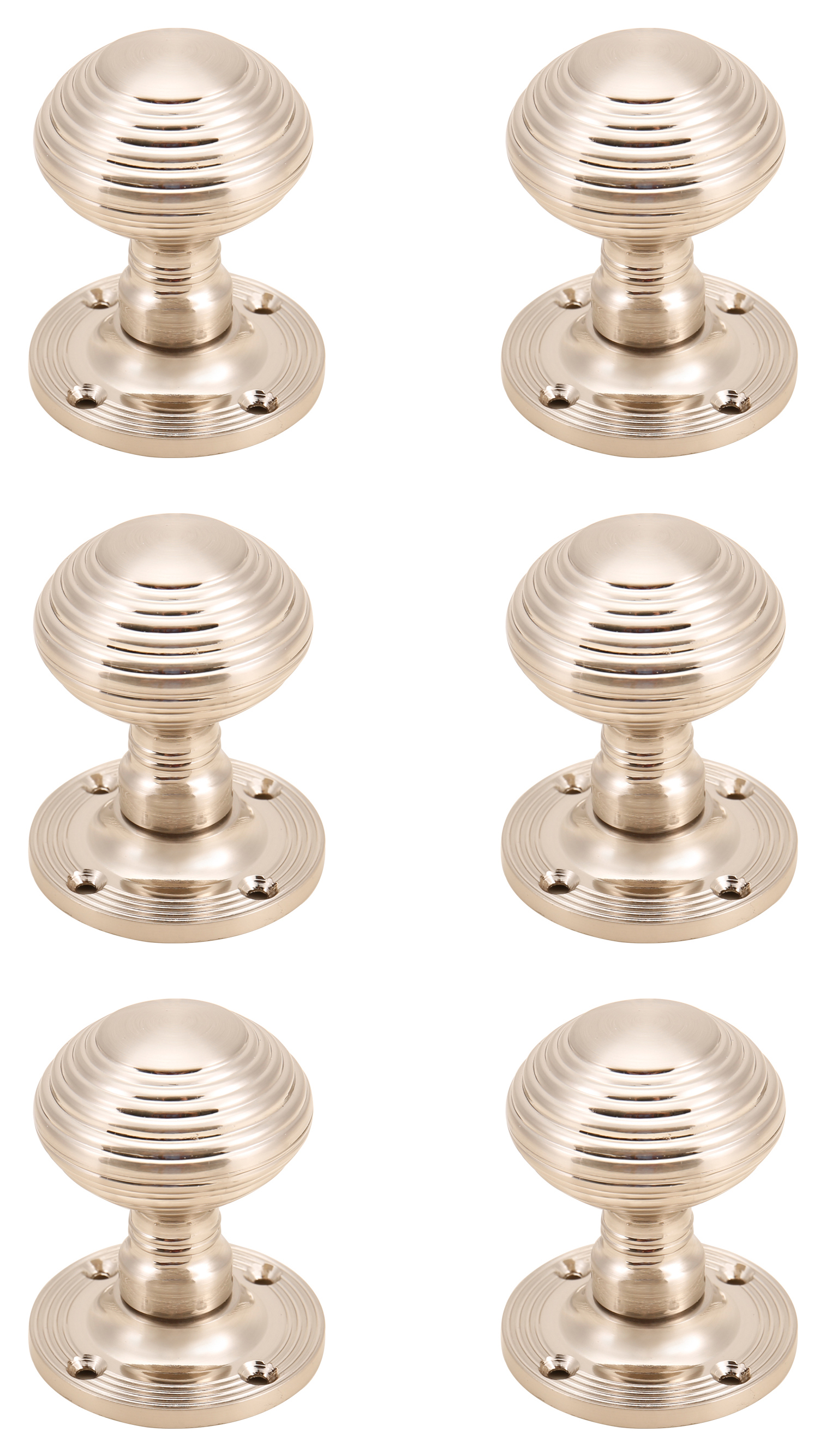 Ringed Mortice Satin Nickel Door Knob - 3 Pairs