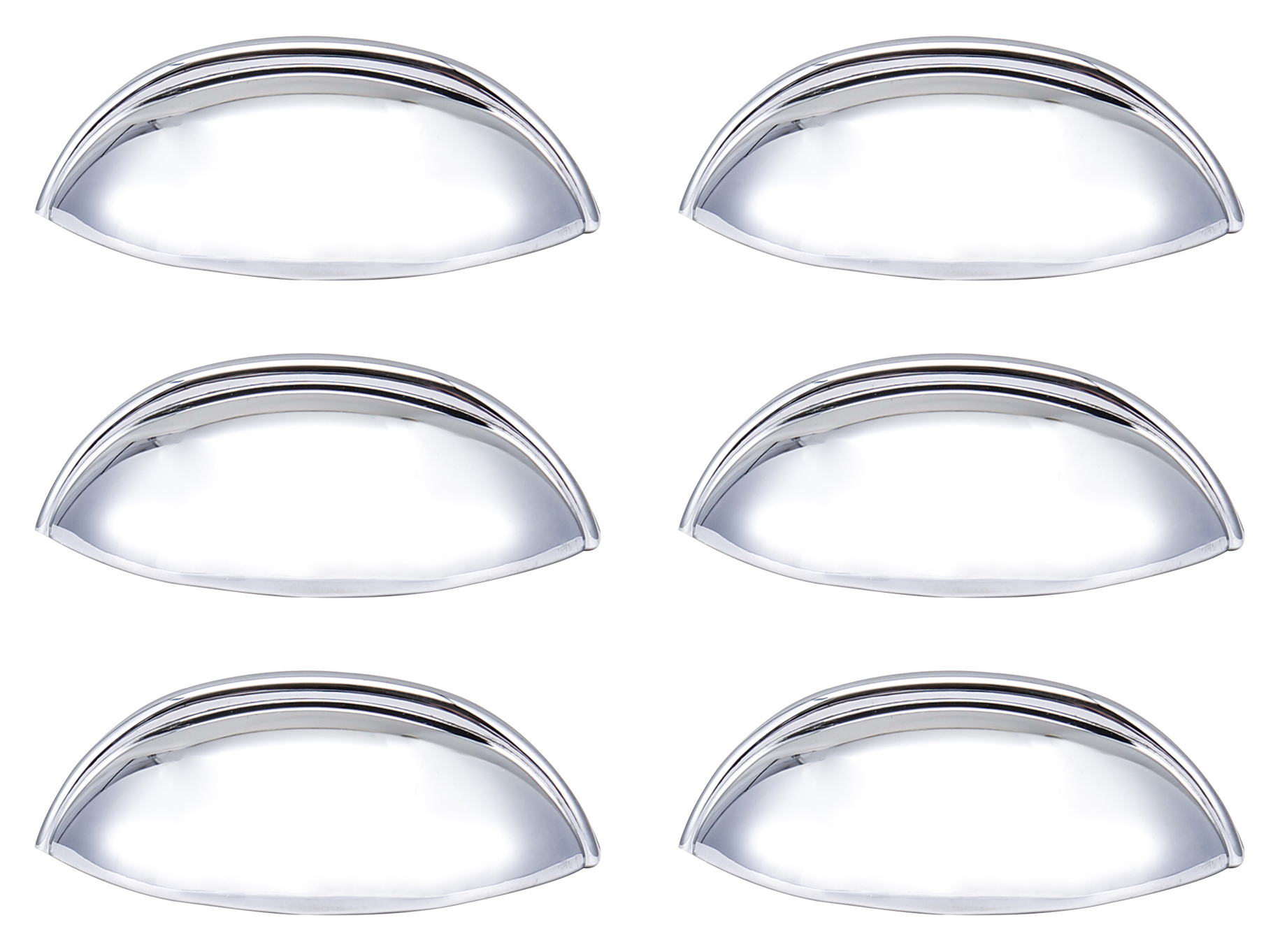 Cup Polished Chrome Cabinet Handle - 84mm - Pack of 6