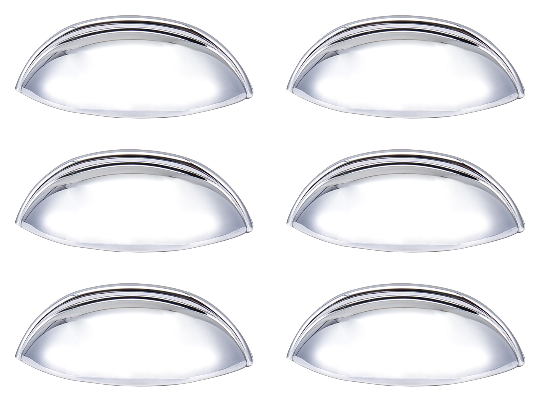 Wickes Cup Polished Chrome Cabinet Handle - 84mm - Pack of 6