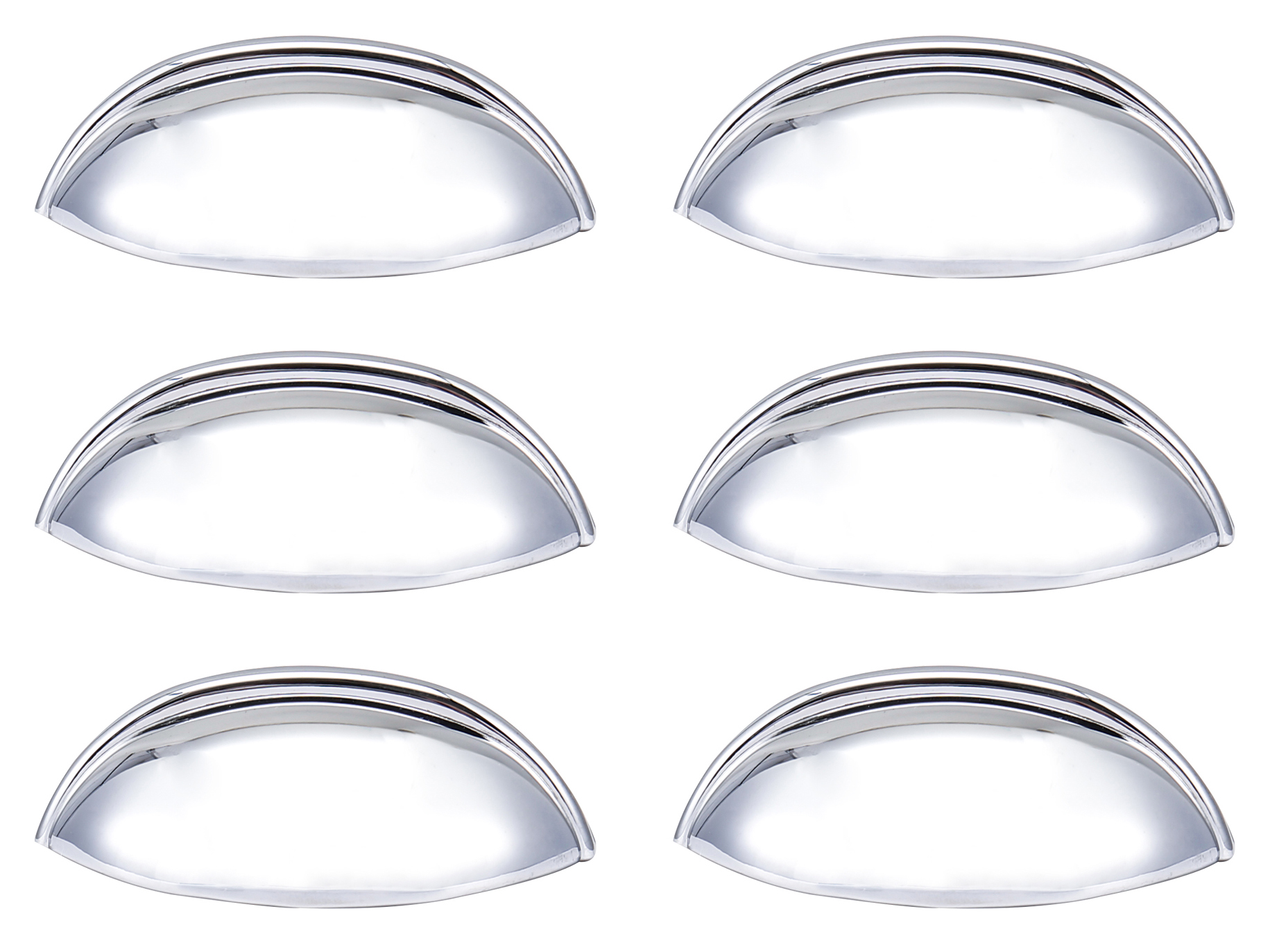 Wickes Cup Polished Chrome Cabinet Handle - 84mm - Pack of 6