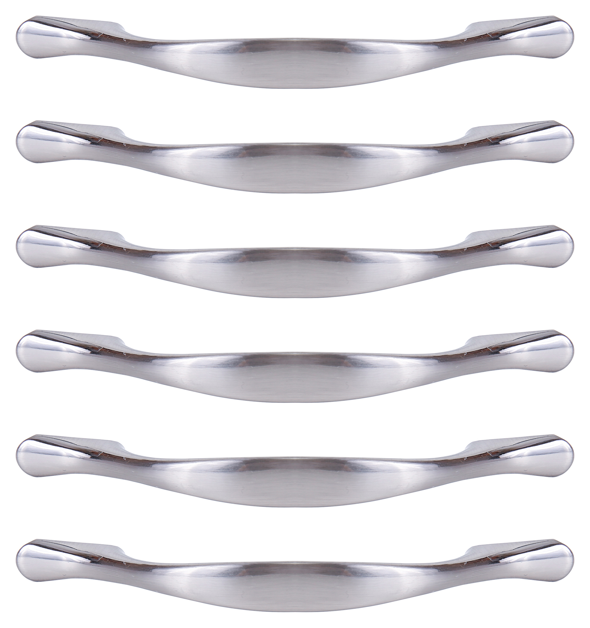 Flat Bow Brushed Nickel Cabinet Handle - 148mm - Pack of 6