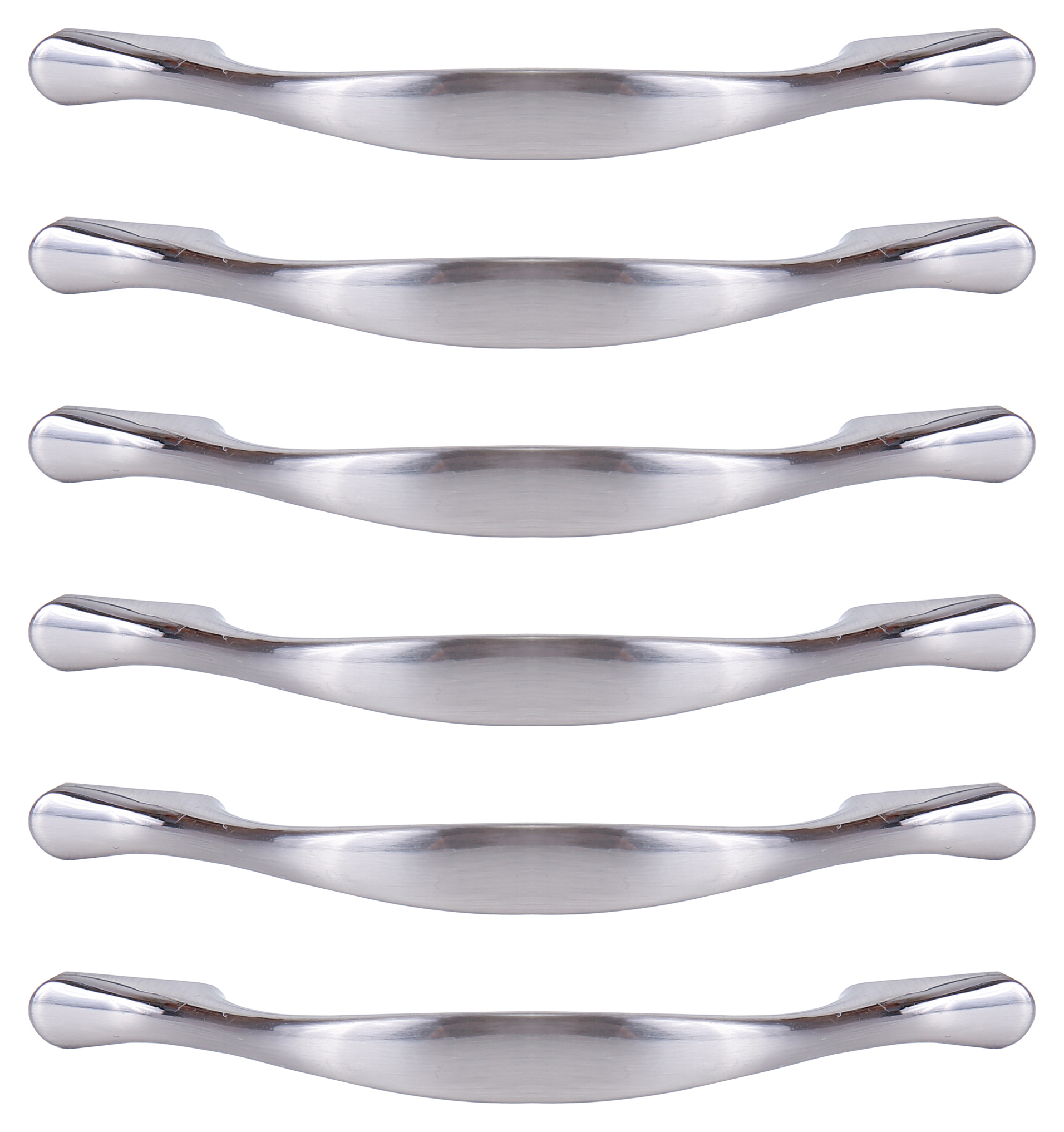 Flat Bow Brushed Nickel Cabinet Handle - 148mm - Pack of 6