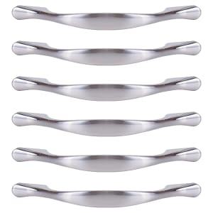 Flat Bow Brushed Nickel Cabinet Handle - 148mm - Pack of 6