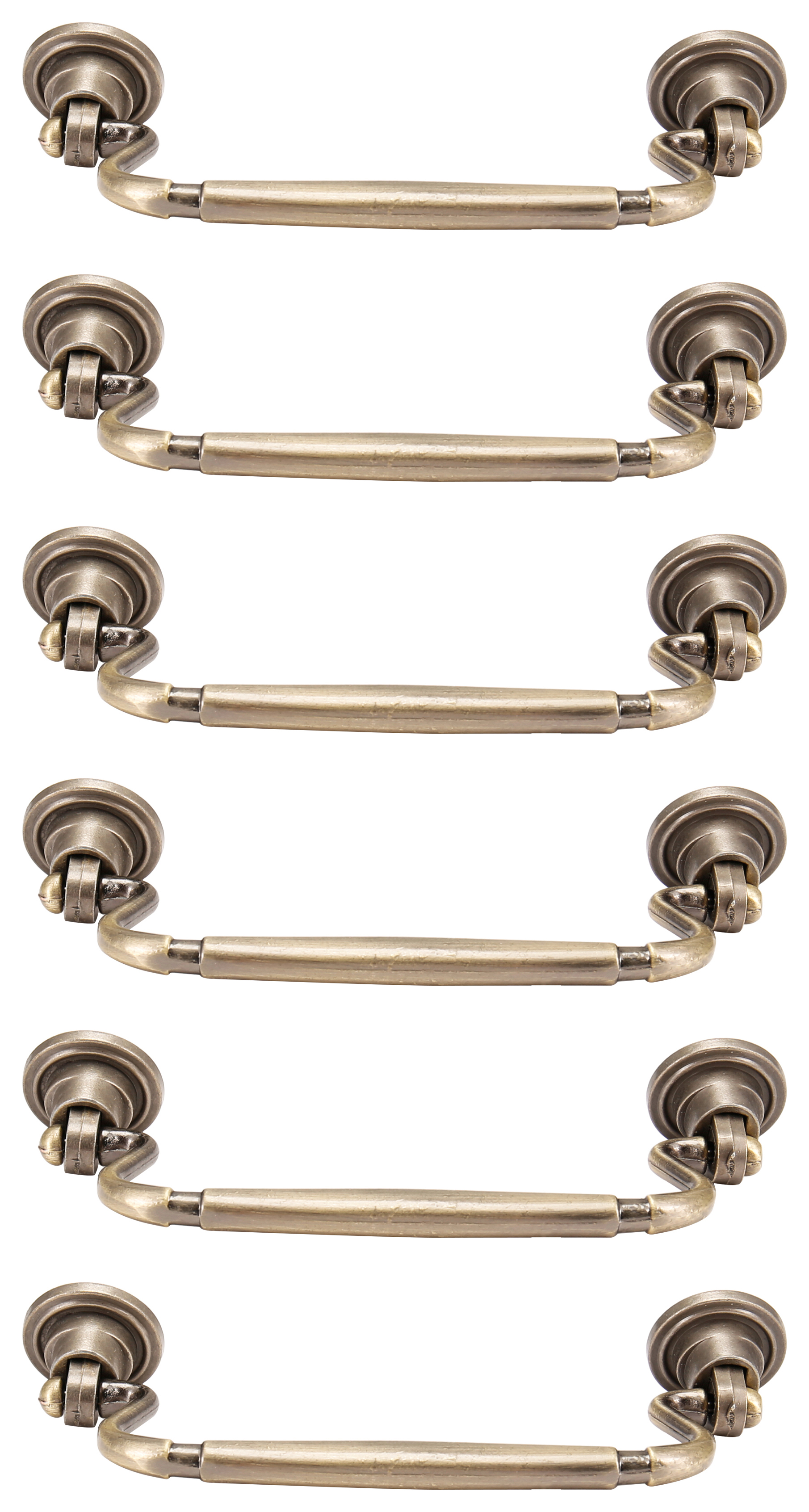 Georgian Drop Antique Brass Cabinet Handle - 115mm - Pack of 6