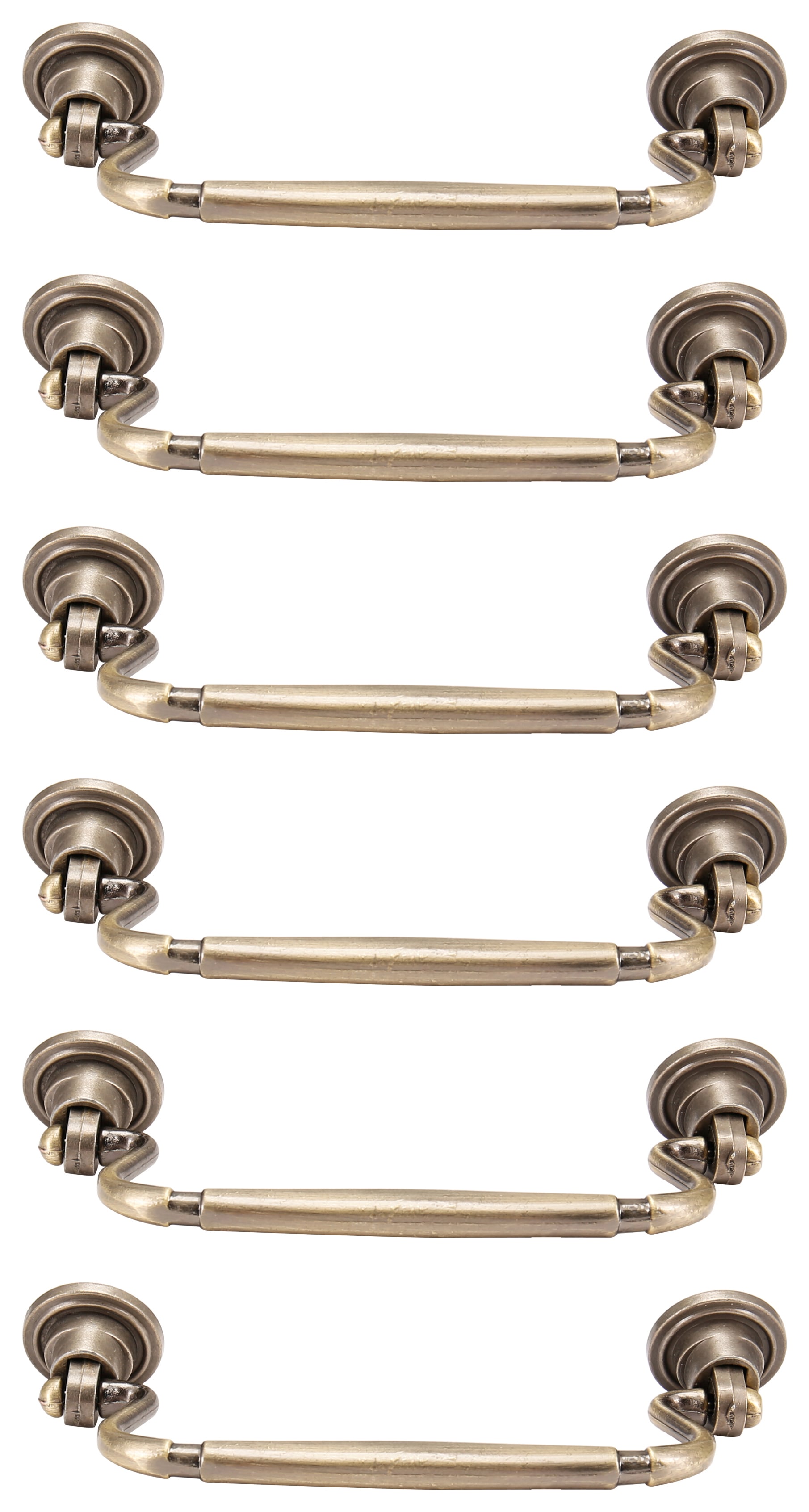 Drop Antique Brass Handle 115mm Pack of 6 Wickes