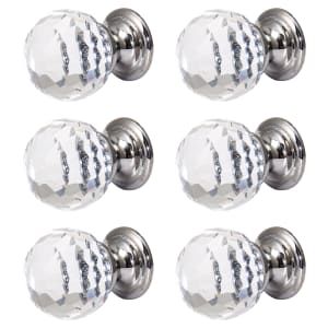 Glass Faceted Polished Chrome Door Knob - 30mm - Pack of 18