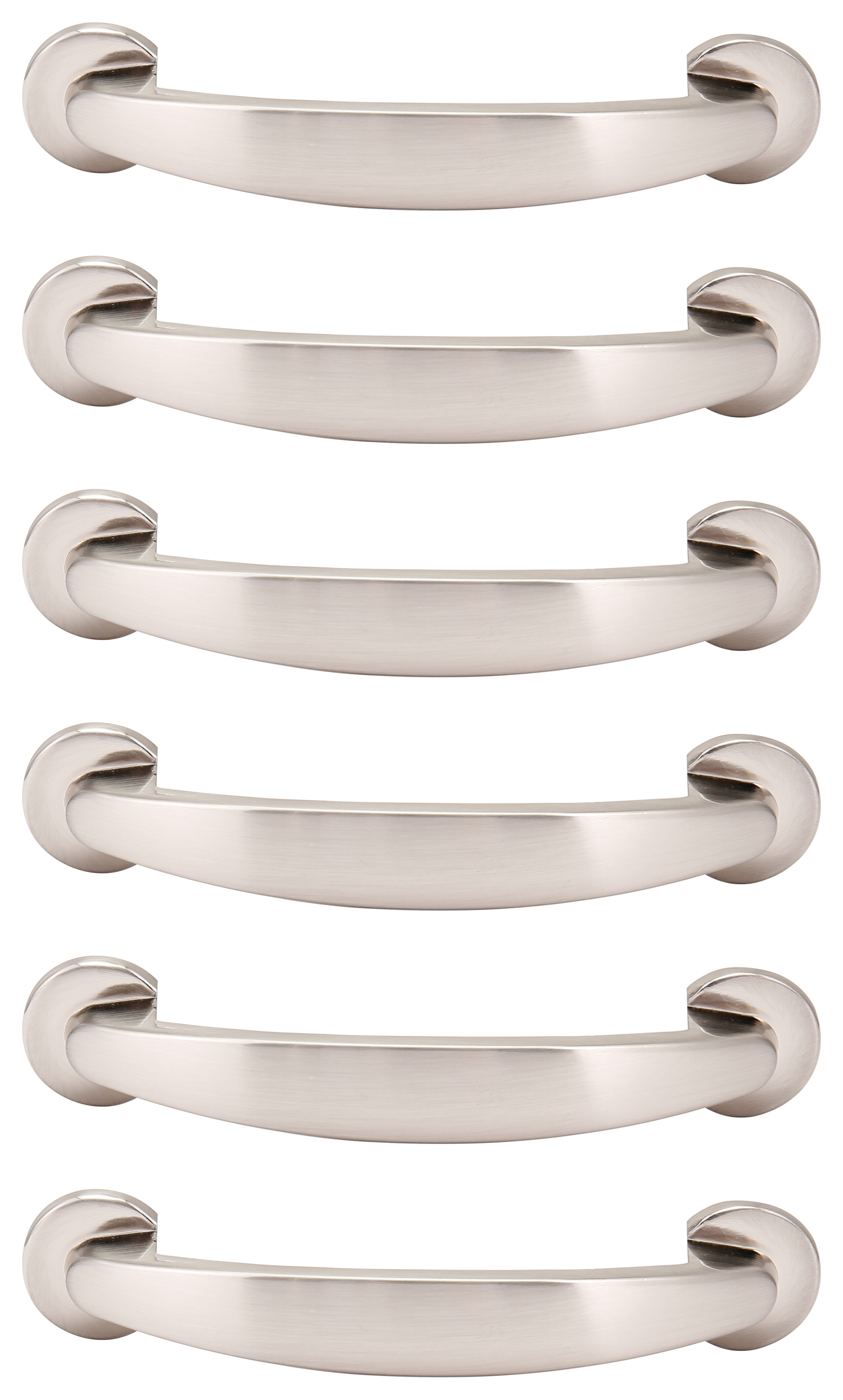 Round Bow Brushed Nickel Cabinet Handle - 120mm - Pack of 6