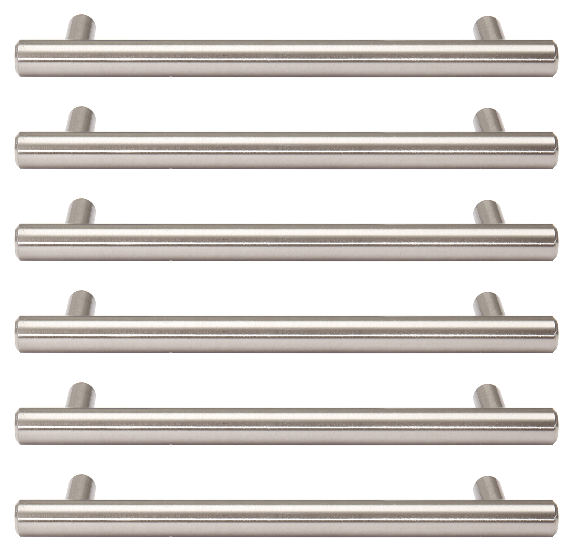 T Bar Brushed Nickel Cabinet Handle - 220mm - Pack of 6
