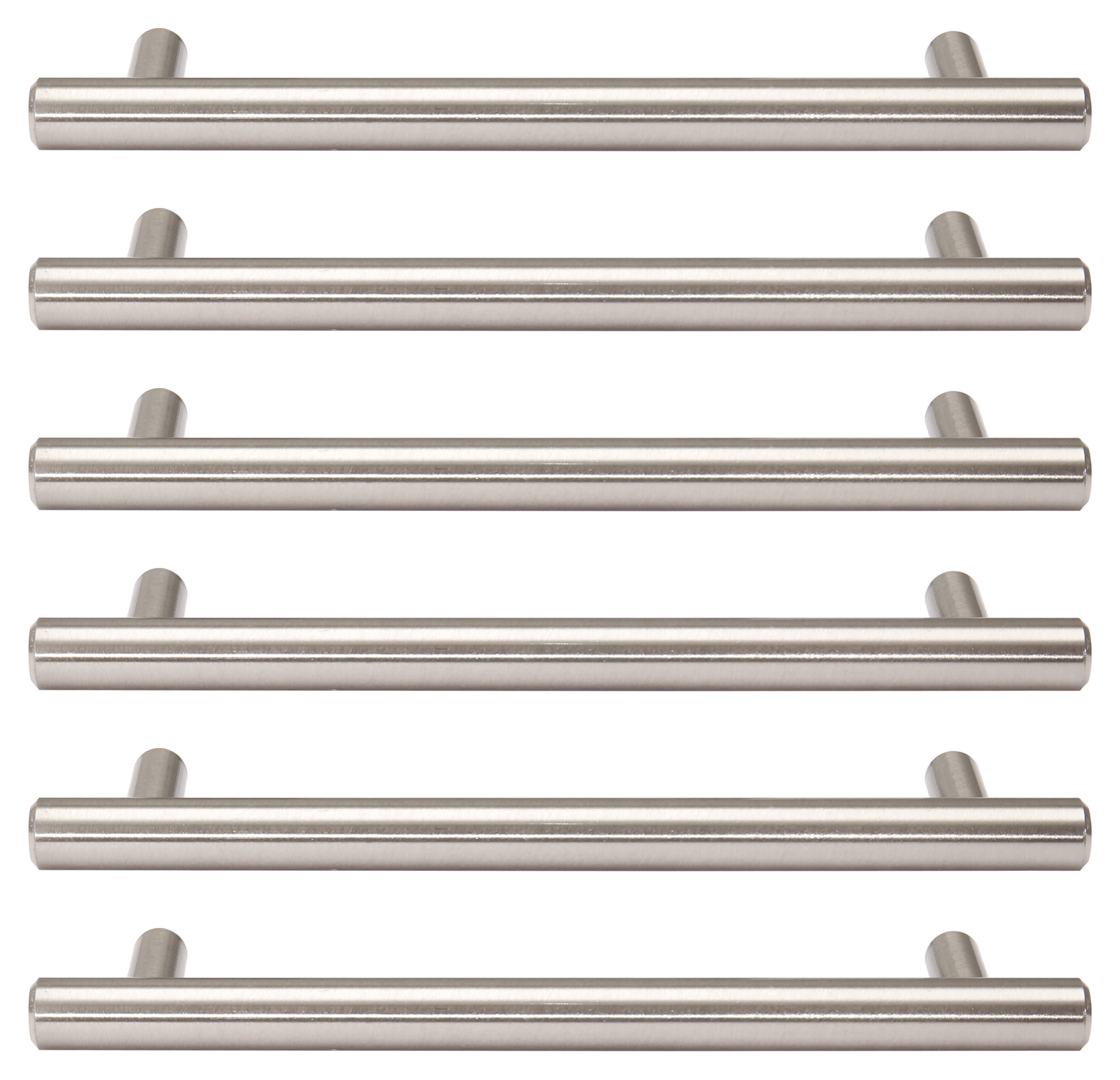 Wickes T-Bar Brushed Nickel Cabinet Handle - 220mm - Pack of 6