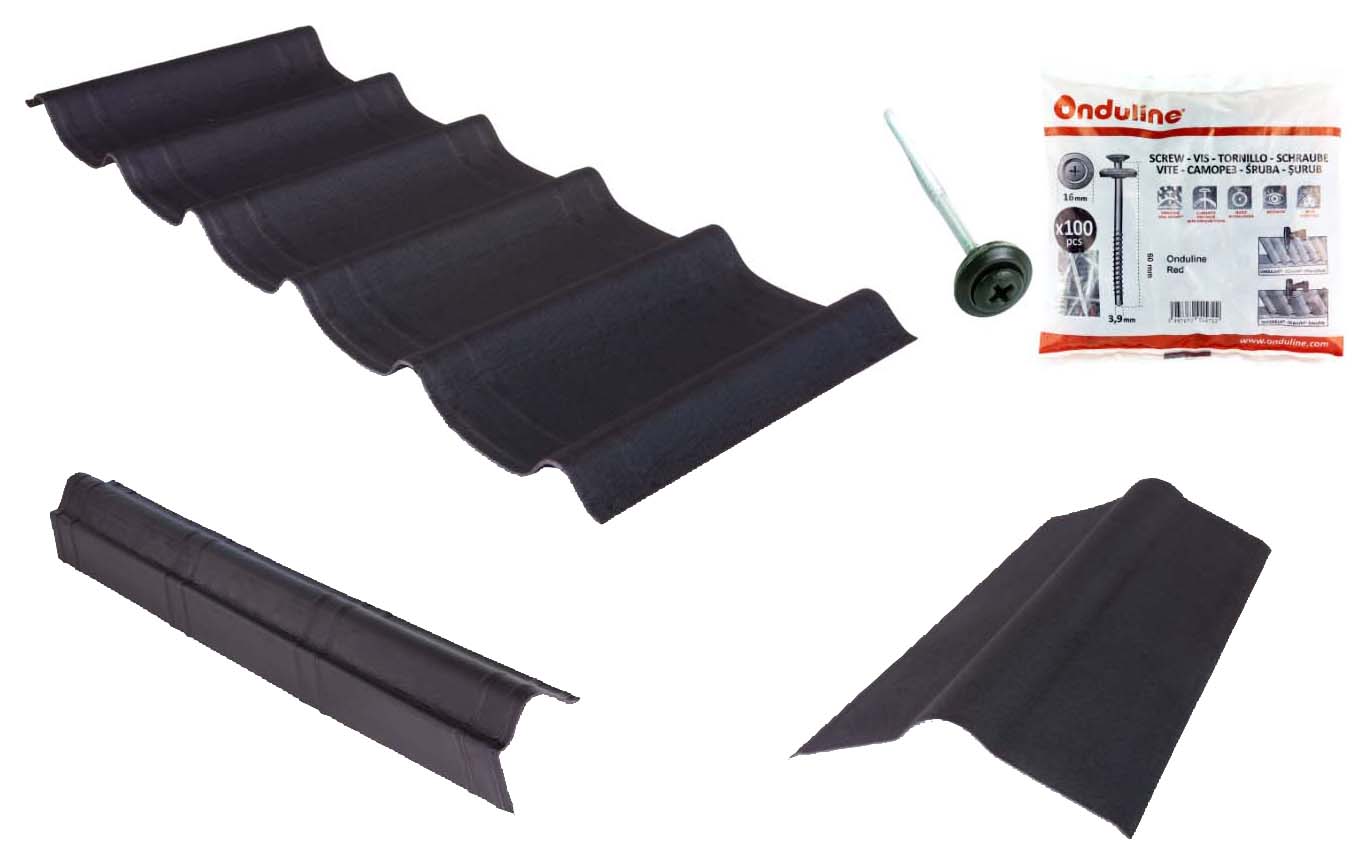 Onduline Onduvilla Shed Roof Kit For 6 x 4ft Roofs - Black