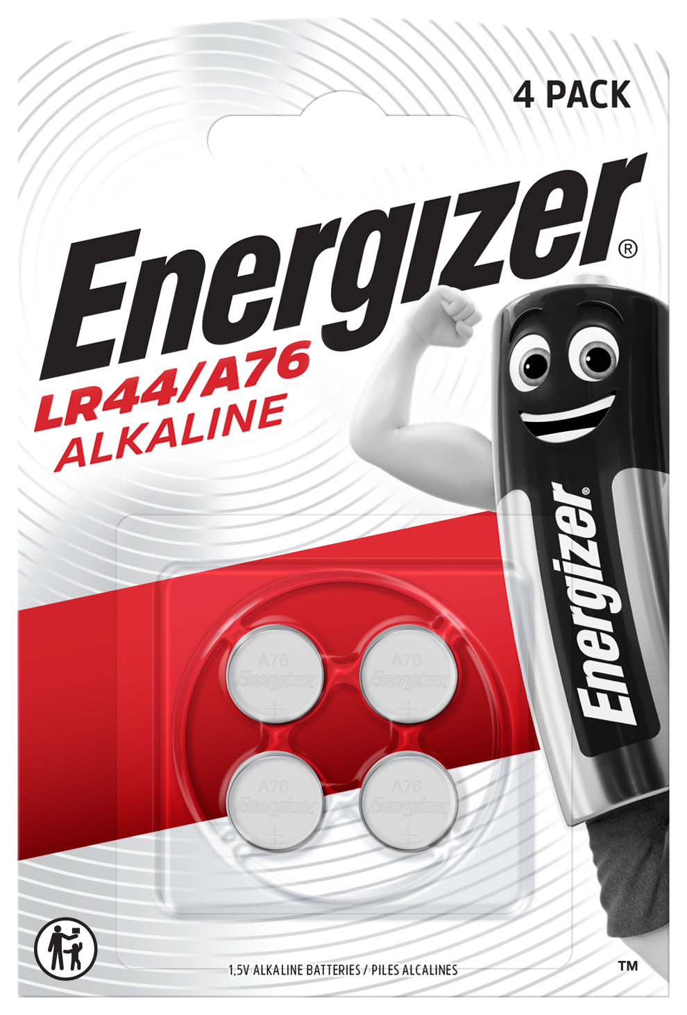 Energizer A76/LR44 BP4 Alkaline Batteries - Pack of 4