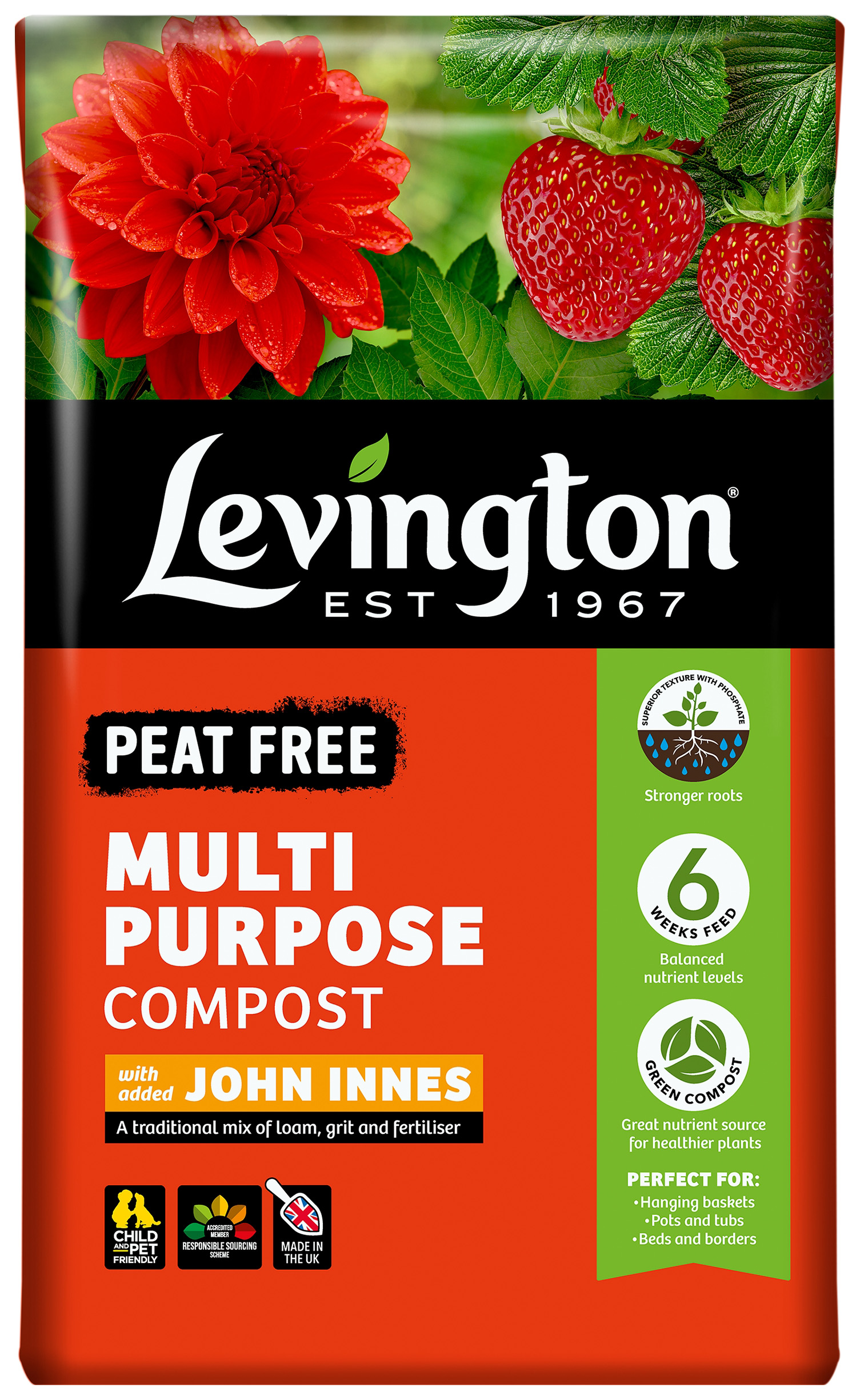 Levington Peat Free Compost with John Innes - 50L