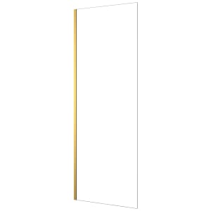 Nexa By Merlyn 8mm Brushed Brass Frameless Fixed Square Panel Bath Screen - 1500 x 800mm