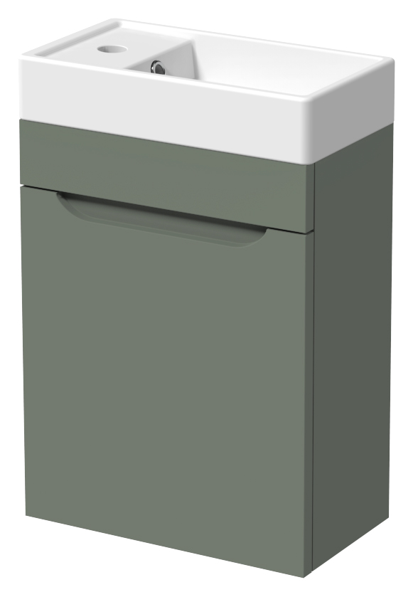 Wickes Malmo Reed Green Wall Hung J Pull Vanity Unit & Basin - 400mm