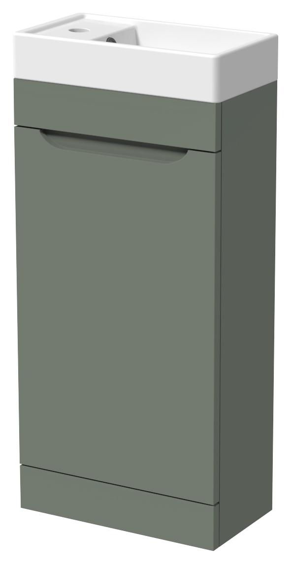 Wickes Malmo Reed Green Freestanding J Pull Vanity Unit & Basin - 400mm