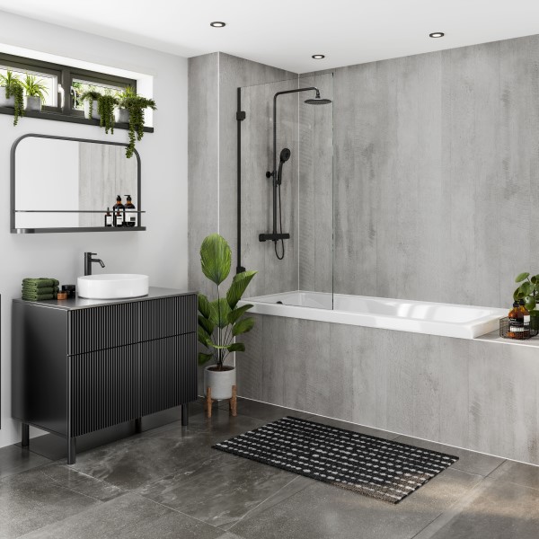 Multipanel Linda Barker Hydrolock Concrete Formwood Shower Panel - 2400 x 900 x 11mm