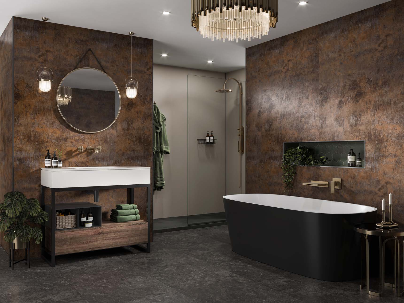 Multipanel Linda Barker Unlipped Corten Elements Shower Panel - 2400 x 1200 x 11mm