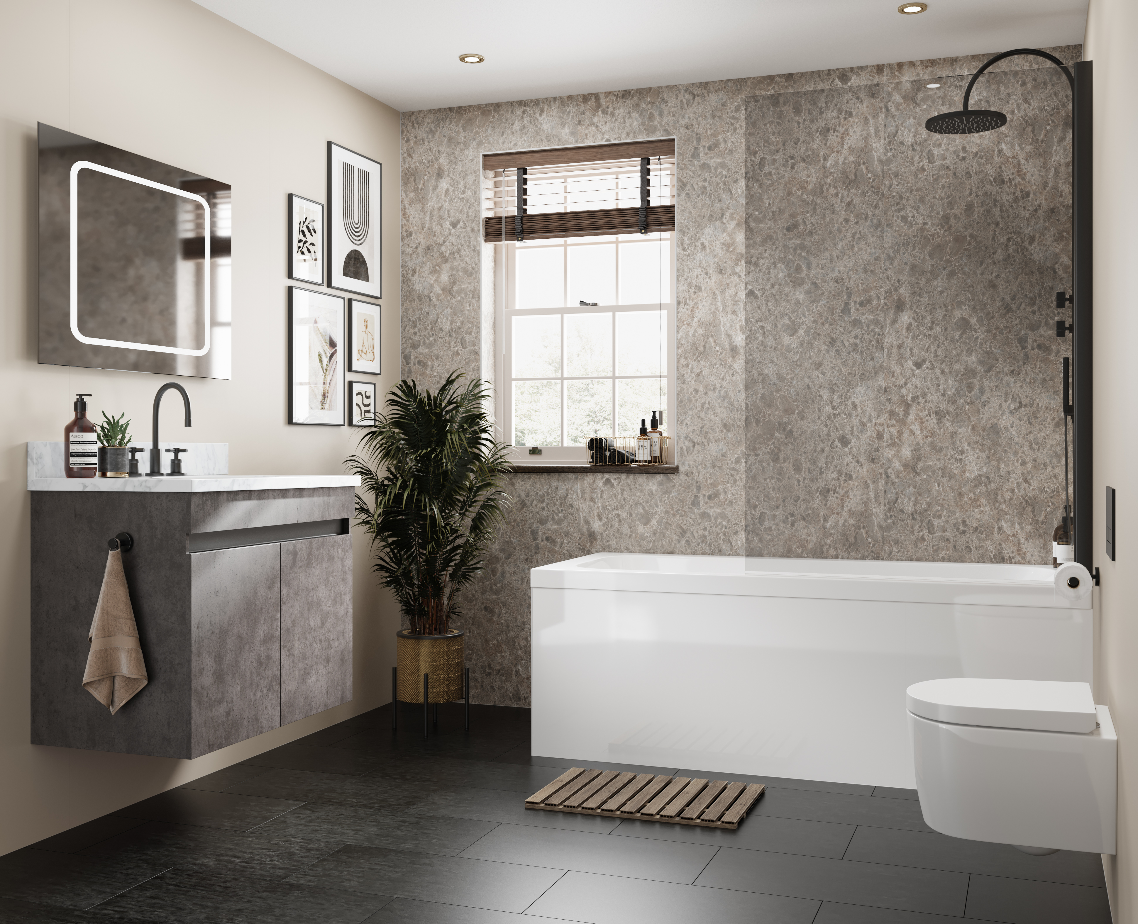 Multipanel Linda Barker Unlipped Siena Marble Shower Panel - 2400 x 1200 x 11mm