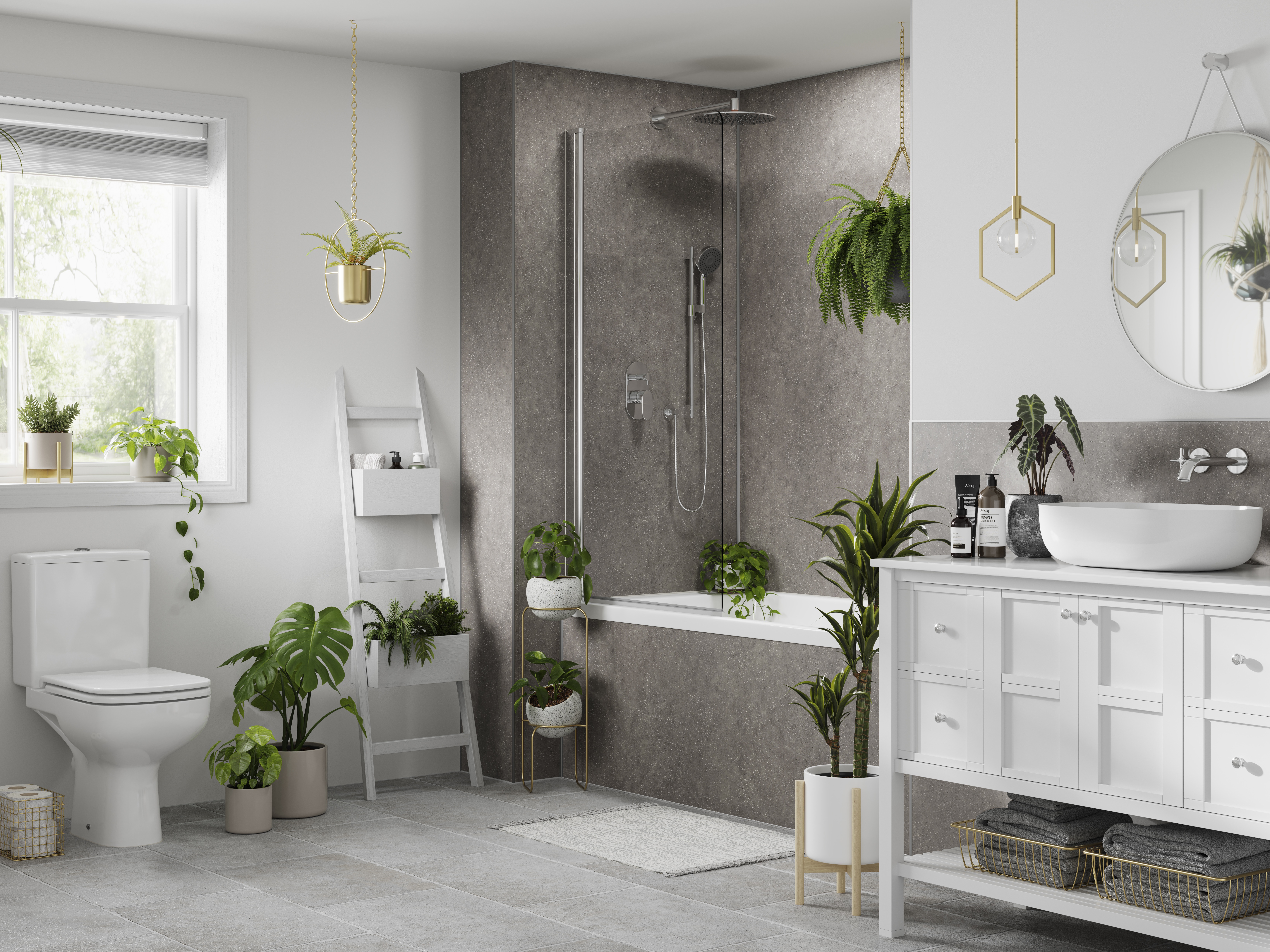 Multipanel Pure Hydrolock Grey Mineral Shower Panel -