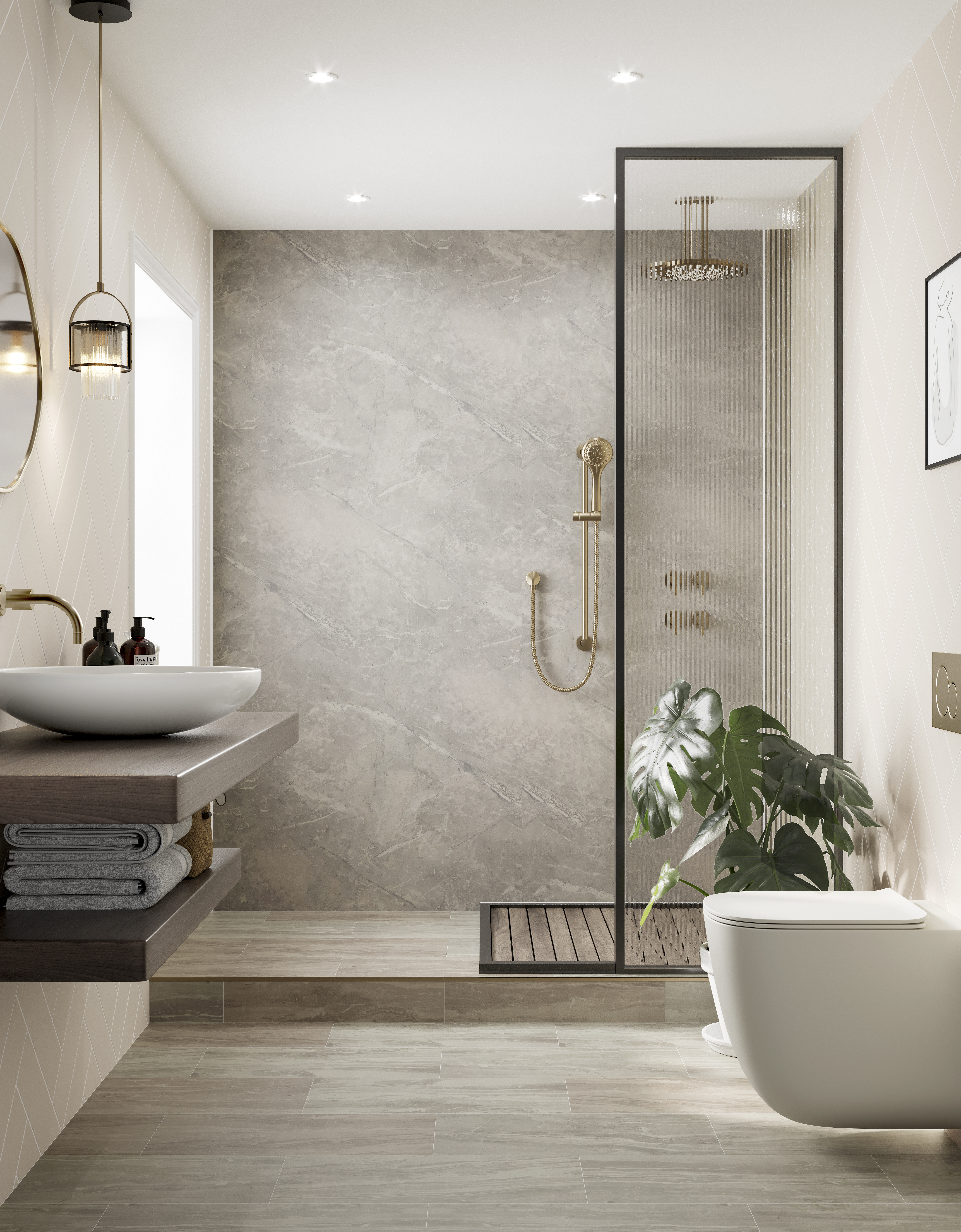 Multipanel Pure Unlipped Valmasino Marble Shower Panel - 2400 x 1200 x 11mm