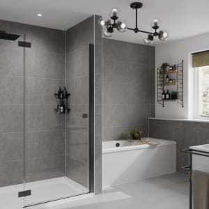 Multipanel Hydrolock Grey Mineral Tile Effect Shower Panel - 2400 x 598 x 11mm