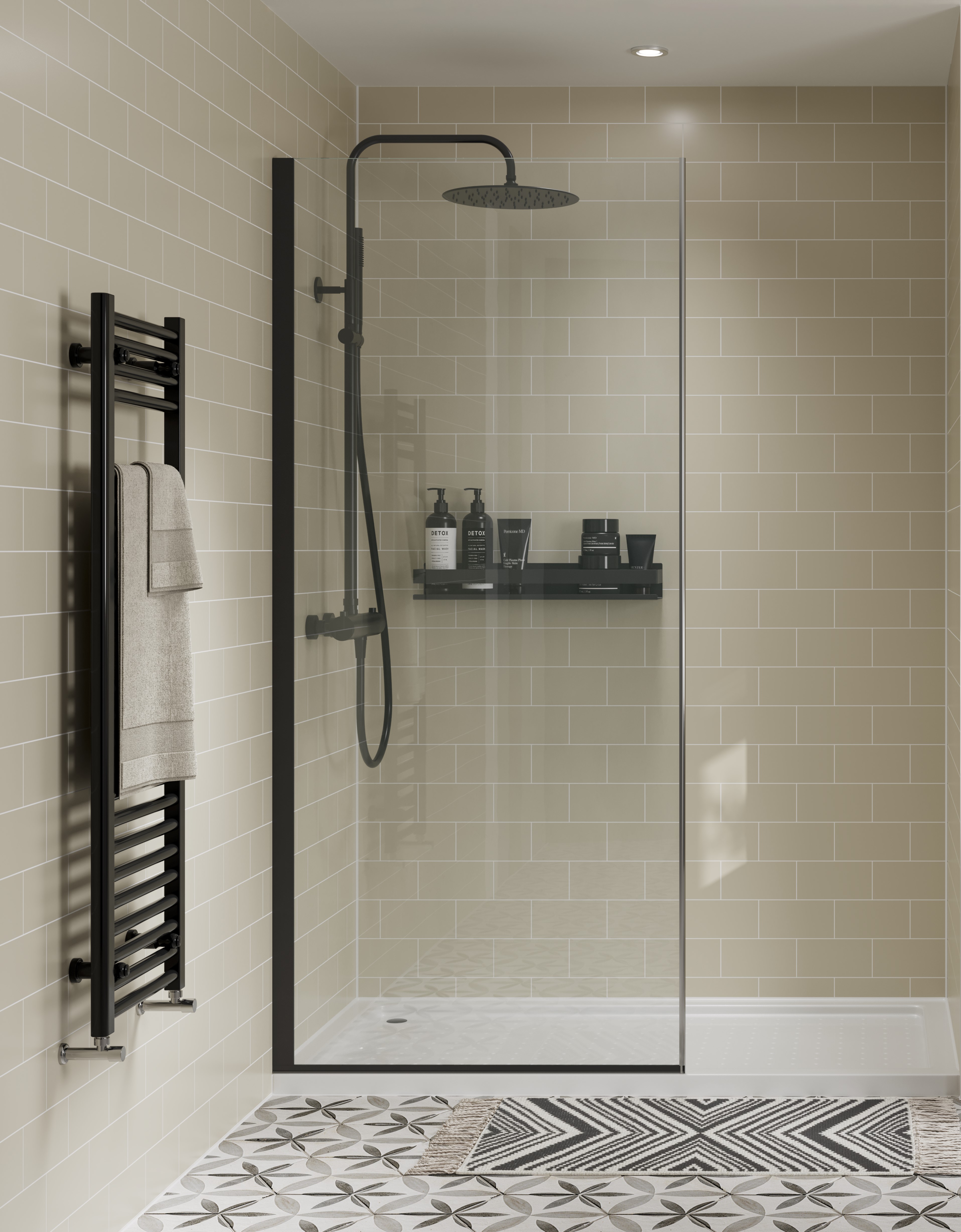 Multipanel Hydrolock Taupe Grey Metro Tile Effect Shower Panel - 2400 x 598 x 11mm